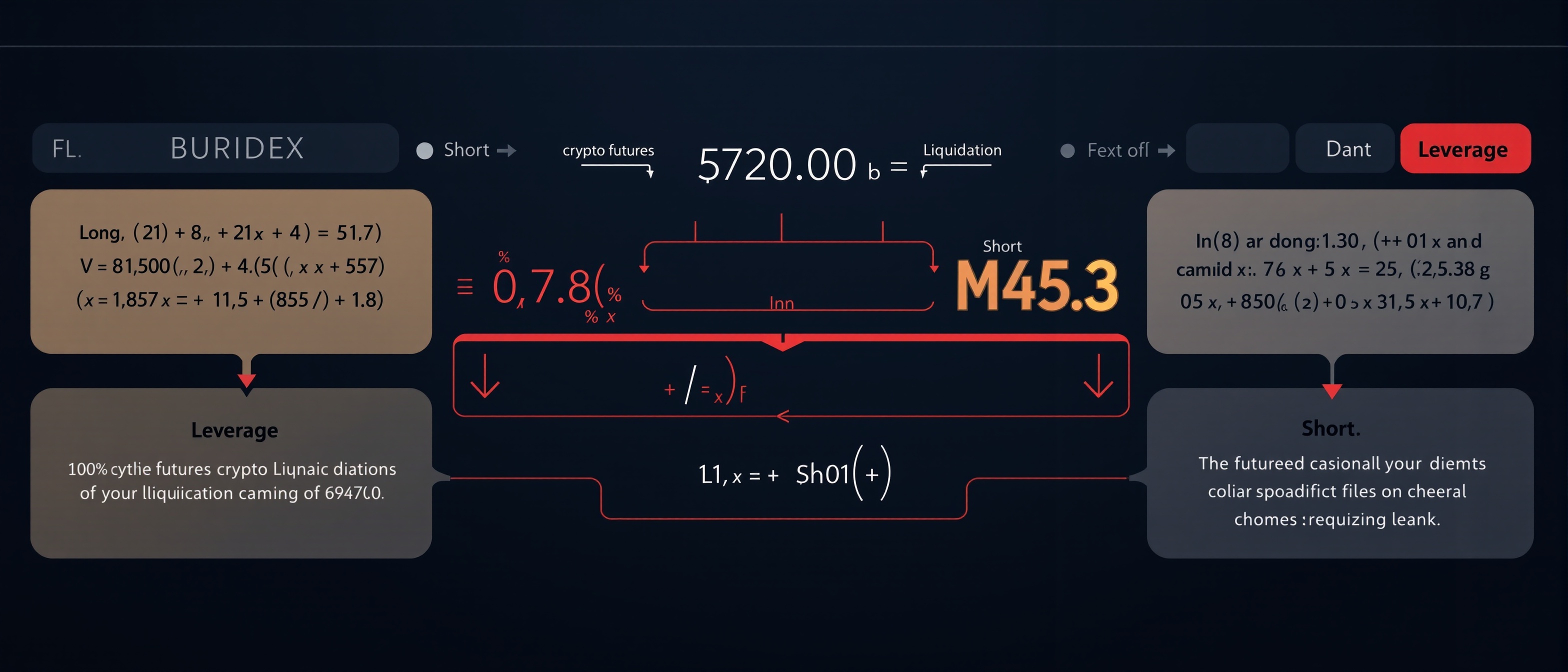 Crypto liquidation price formula chart — long and short liquidation formula with leverage and MMR variables