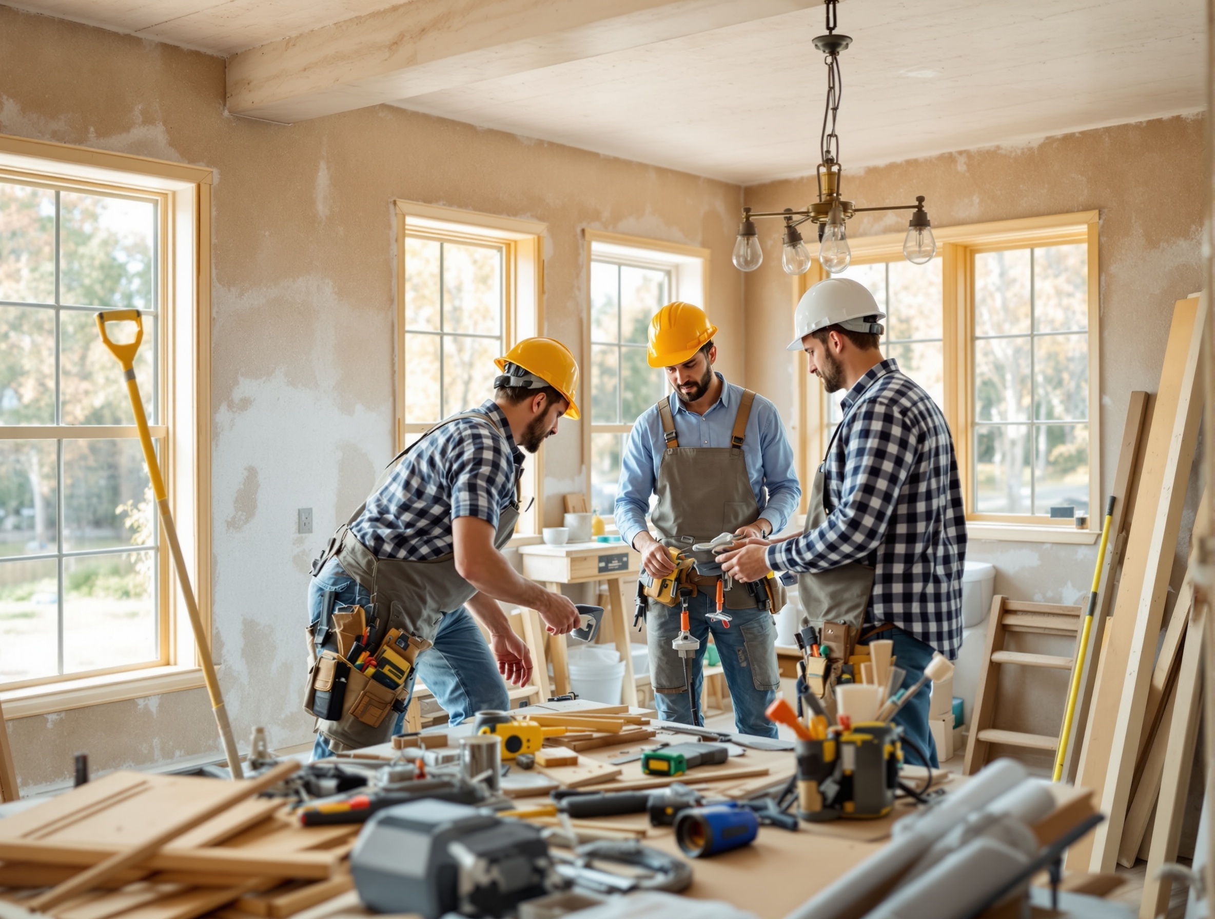 Construction team at work