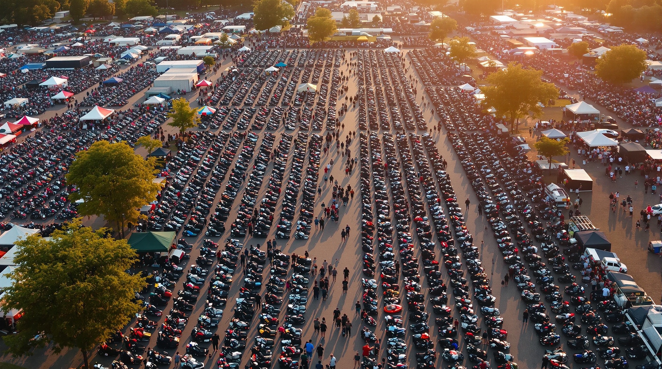 Motorcycle rally aerial view