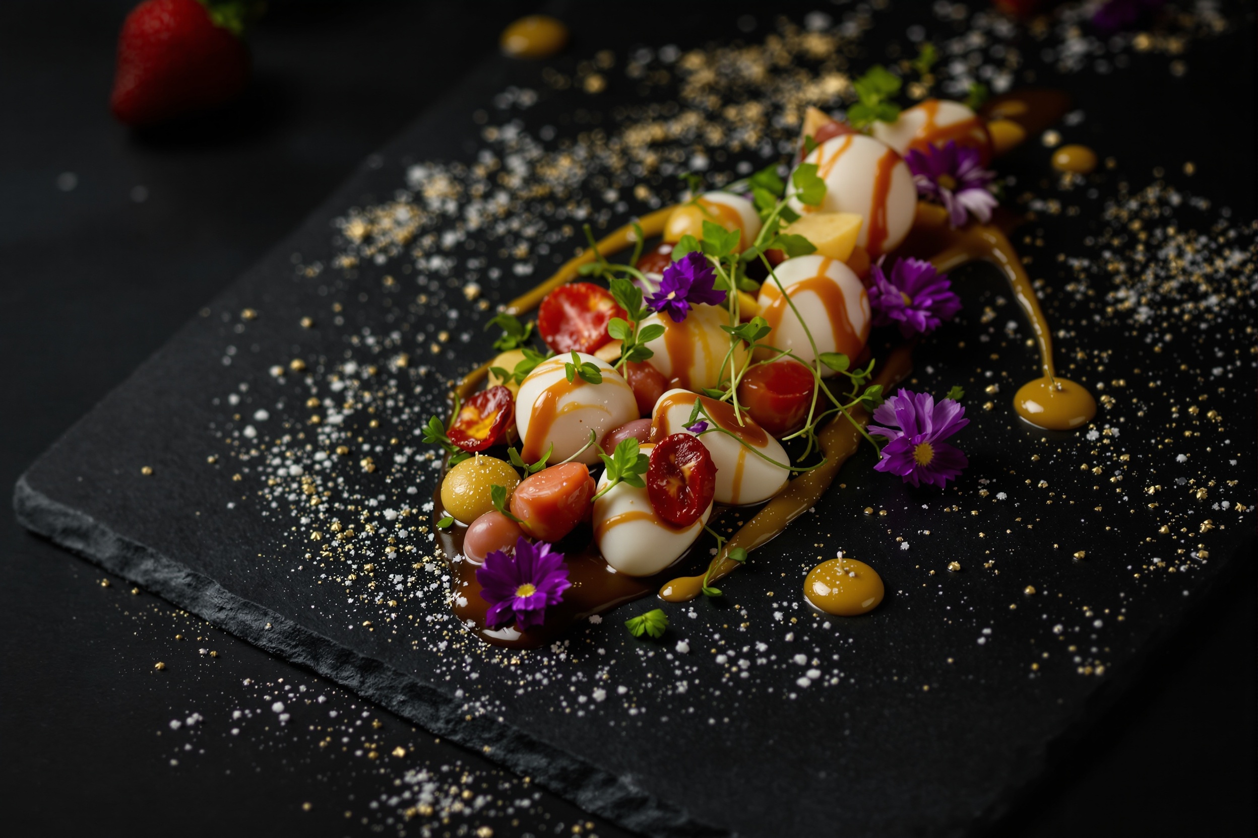 Luxury gourmet food artfully plated