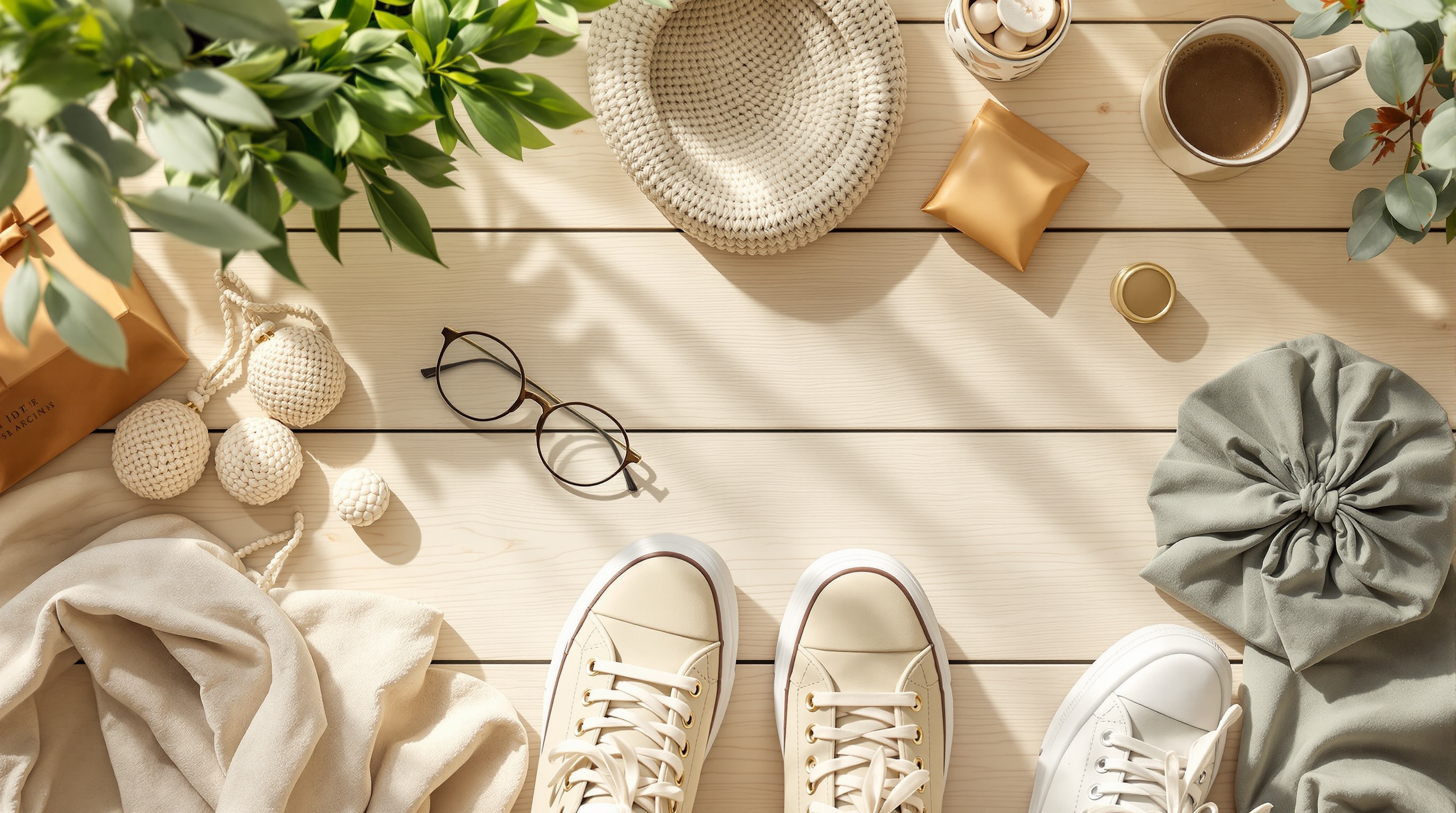 Shopping items flat lay