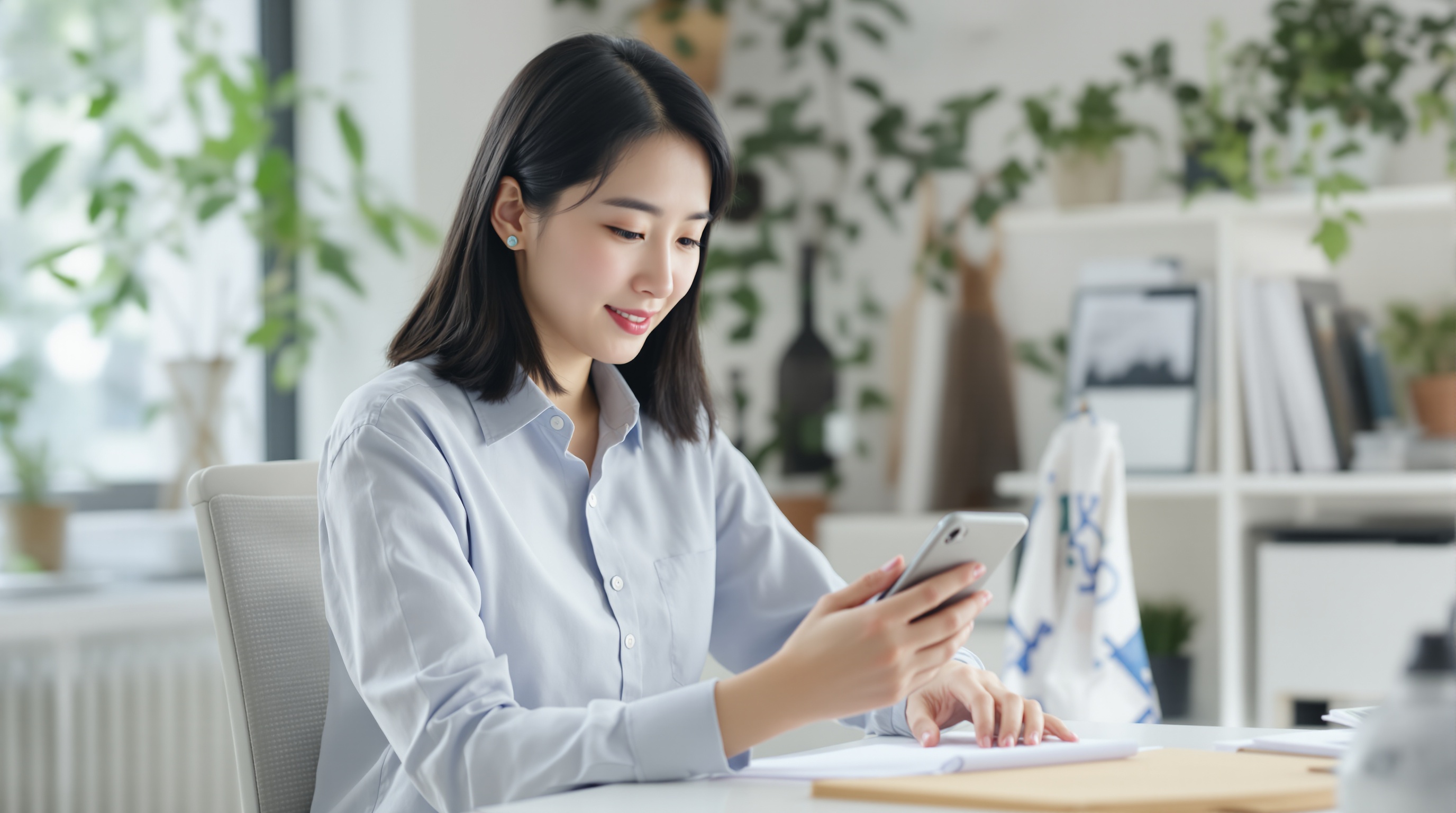 スマホでPalfish Academy退会手順を確認する日本人ママ