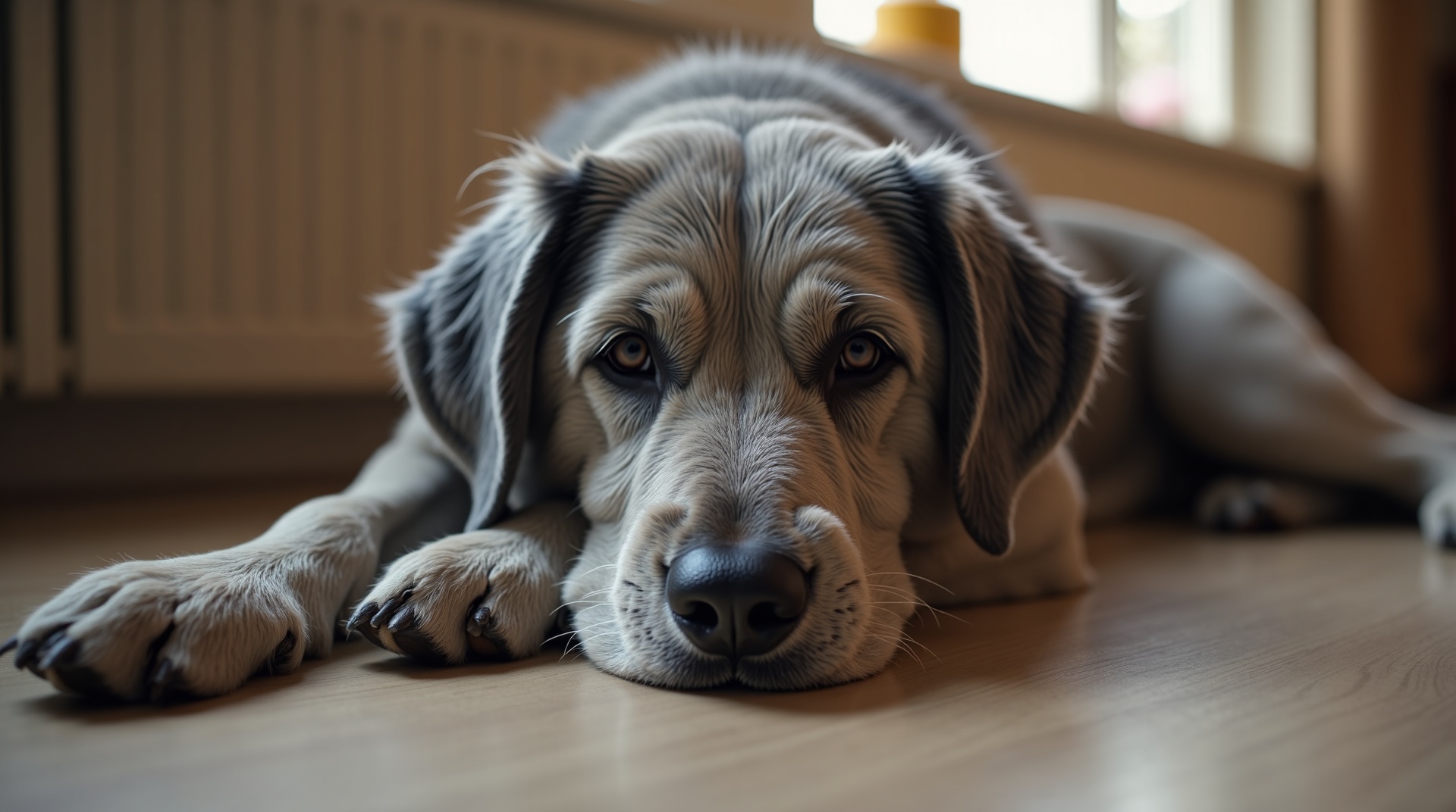 Seniorhund in ruhiger häuslicher Umgebung