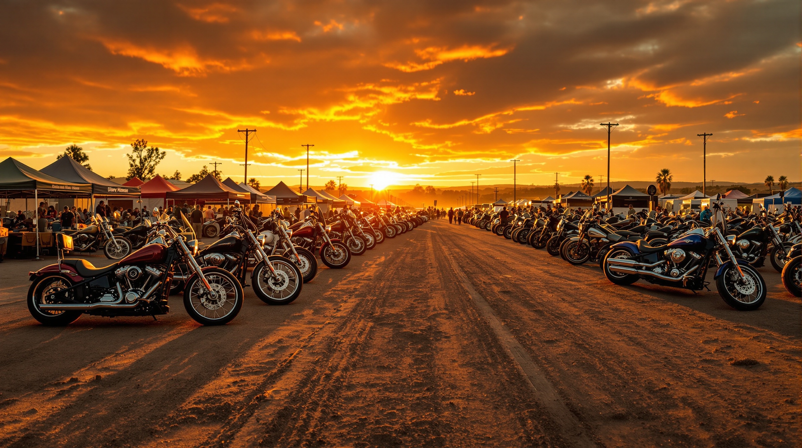 Motorcycles gathered at the Sturgis Buffalo Chip rally
