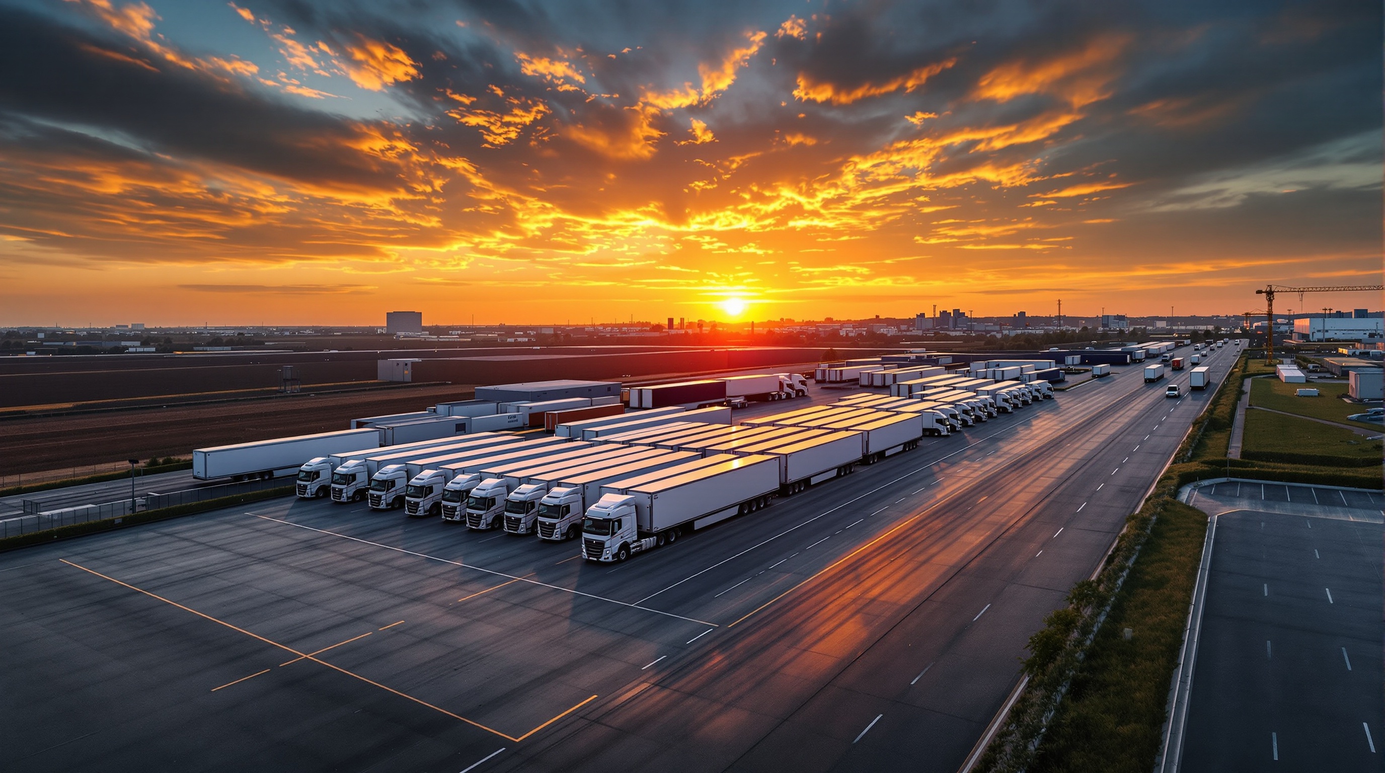 Commercial fleet at sunset