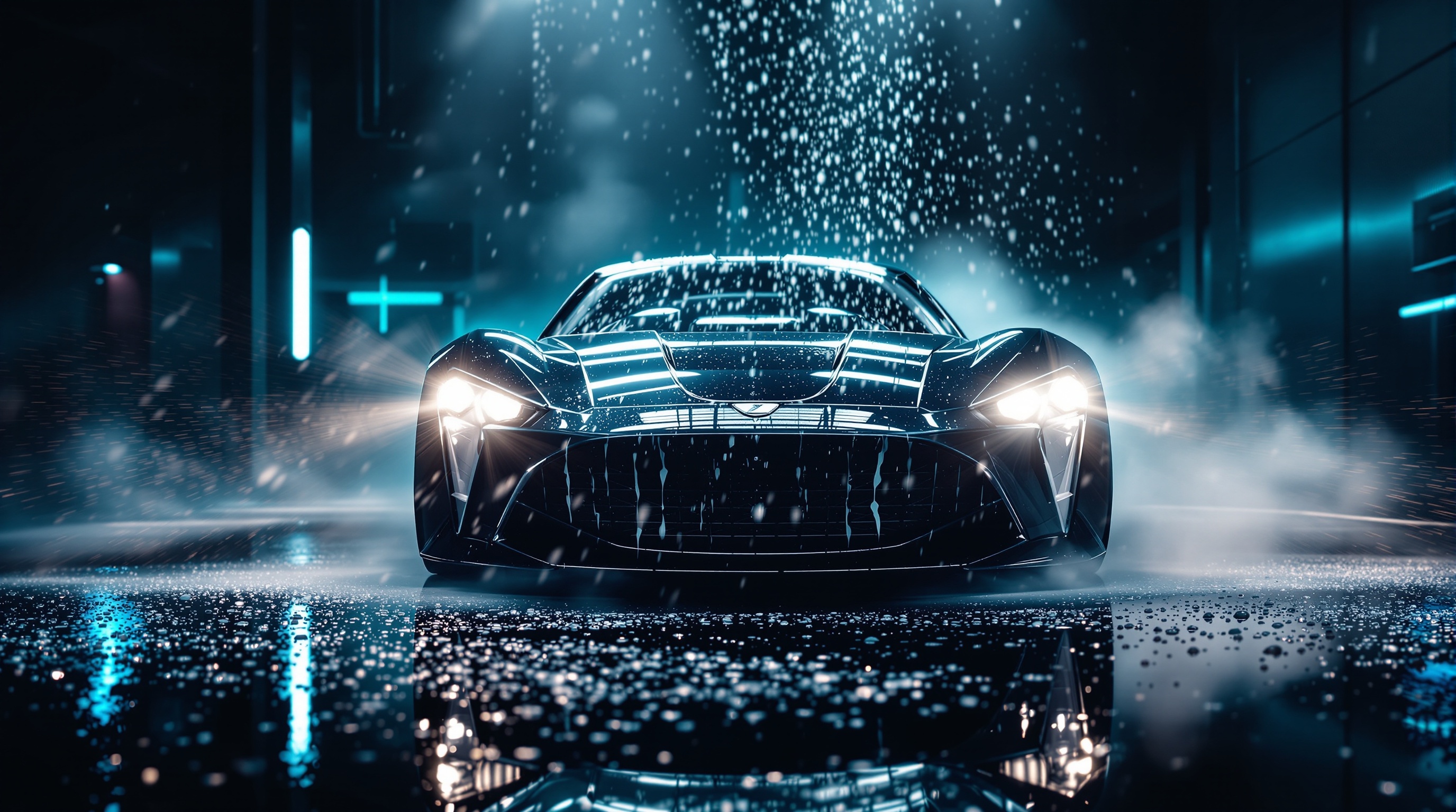 Luxury car being professionally detailed
