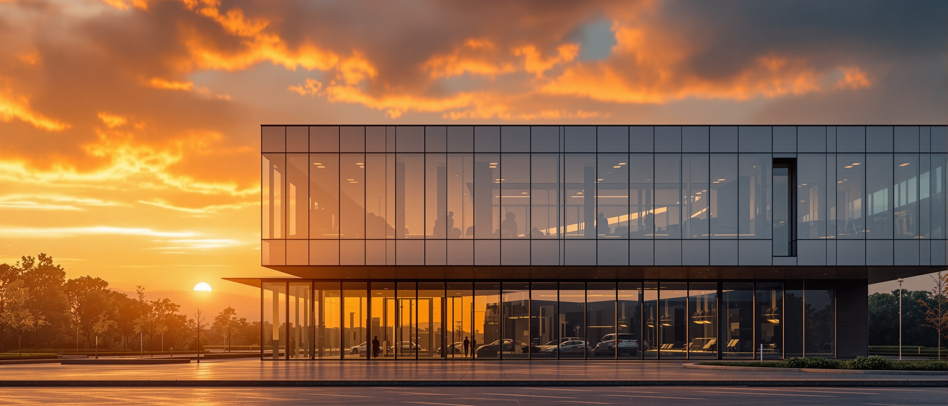 Modern building with electric windows