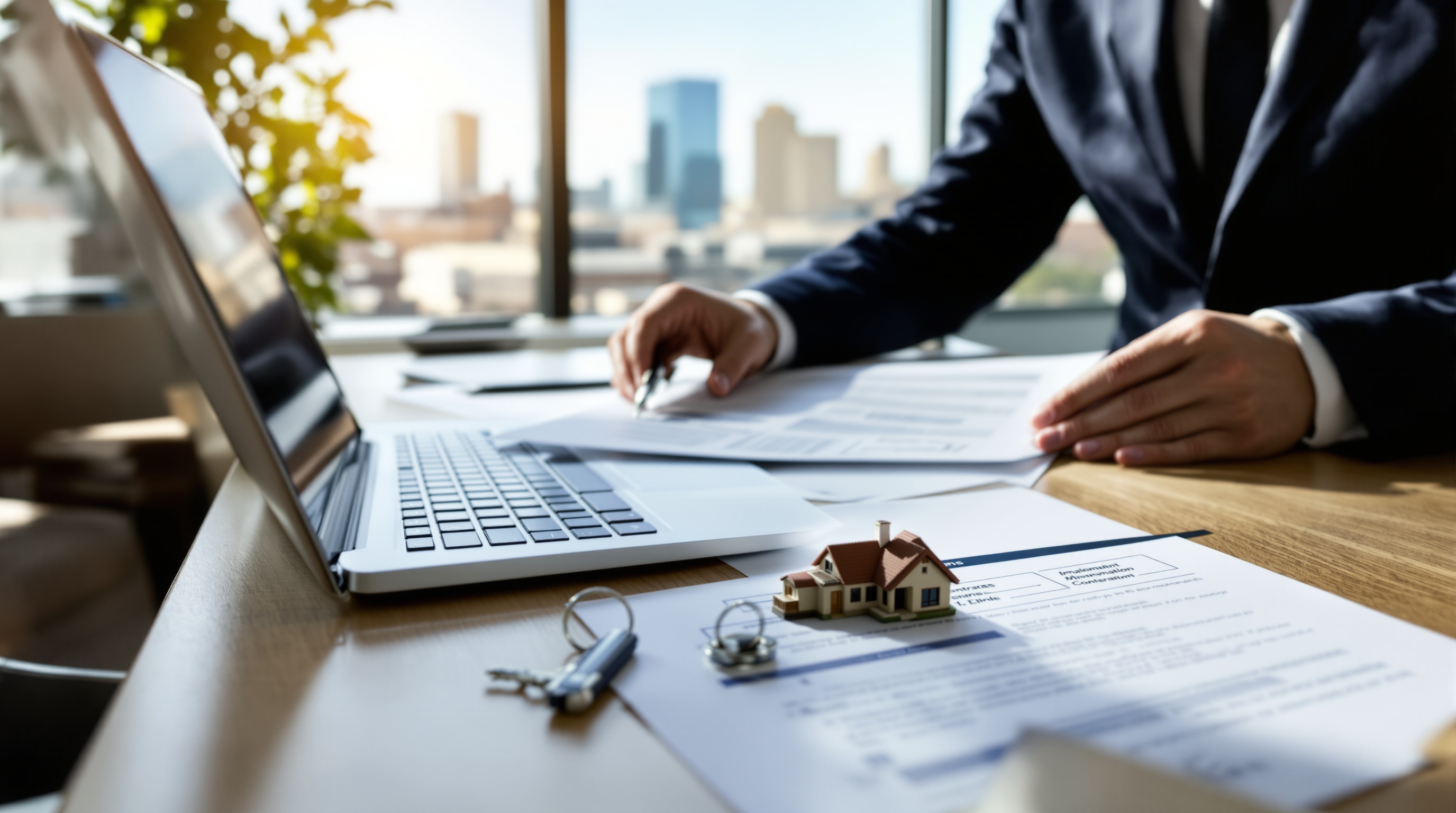 Real estate investor reviewing property documents in El Paso office