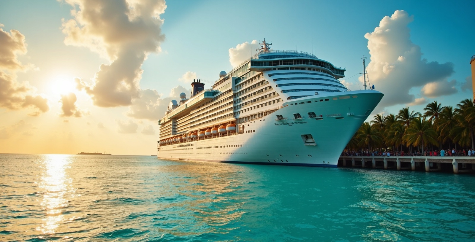 Massive luxury cruise ship docked at the Bahamas
