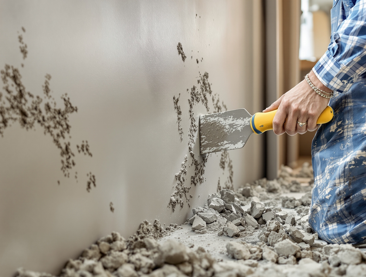 Beton yüzey üzerinde yapılan onarım harcı uygulaması