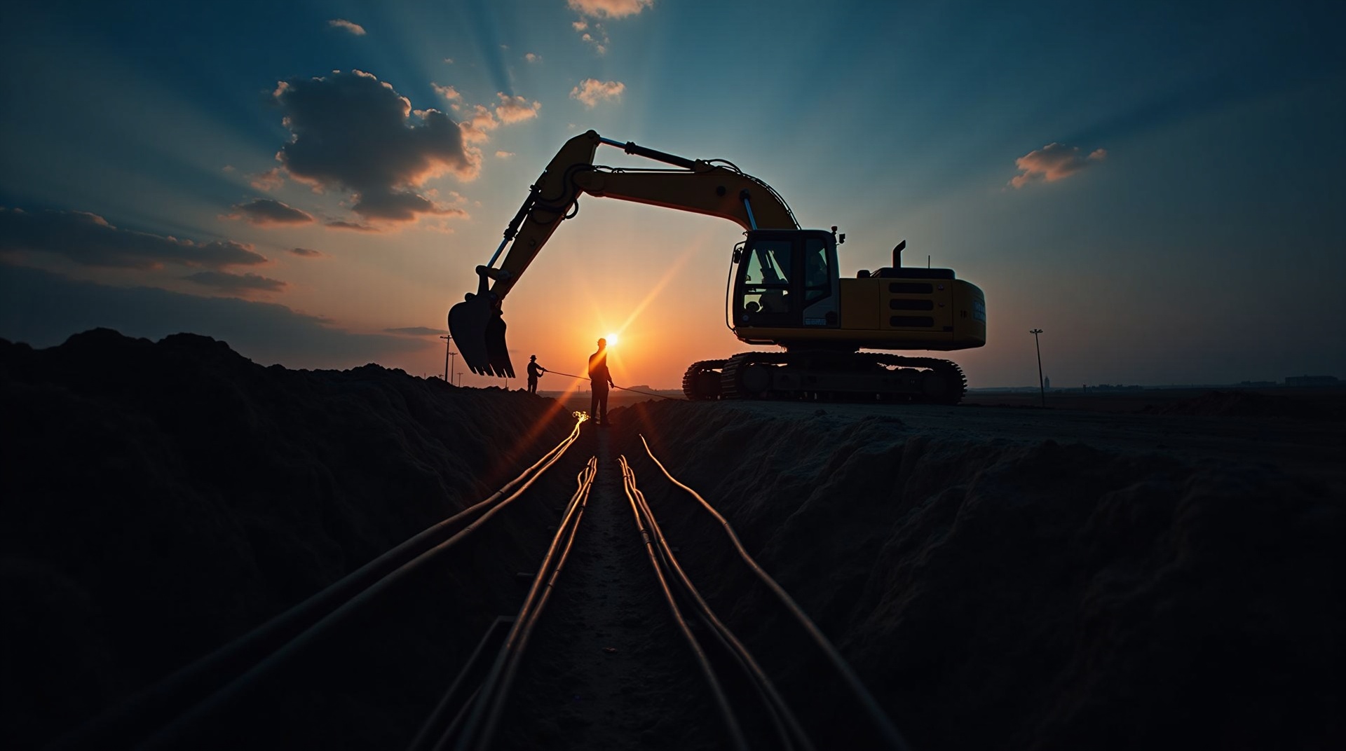 Glasfaserverlegung Baggerarbeiten