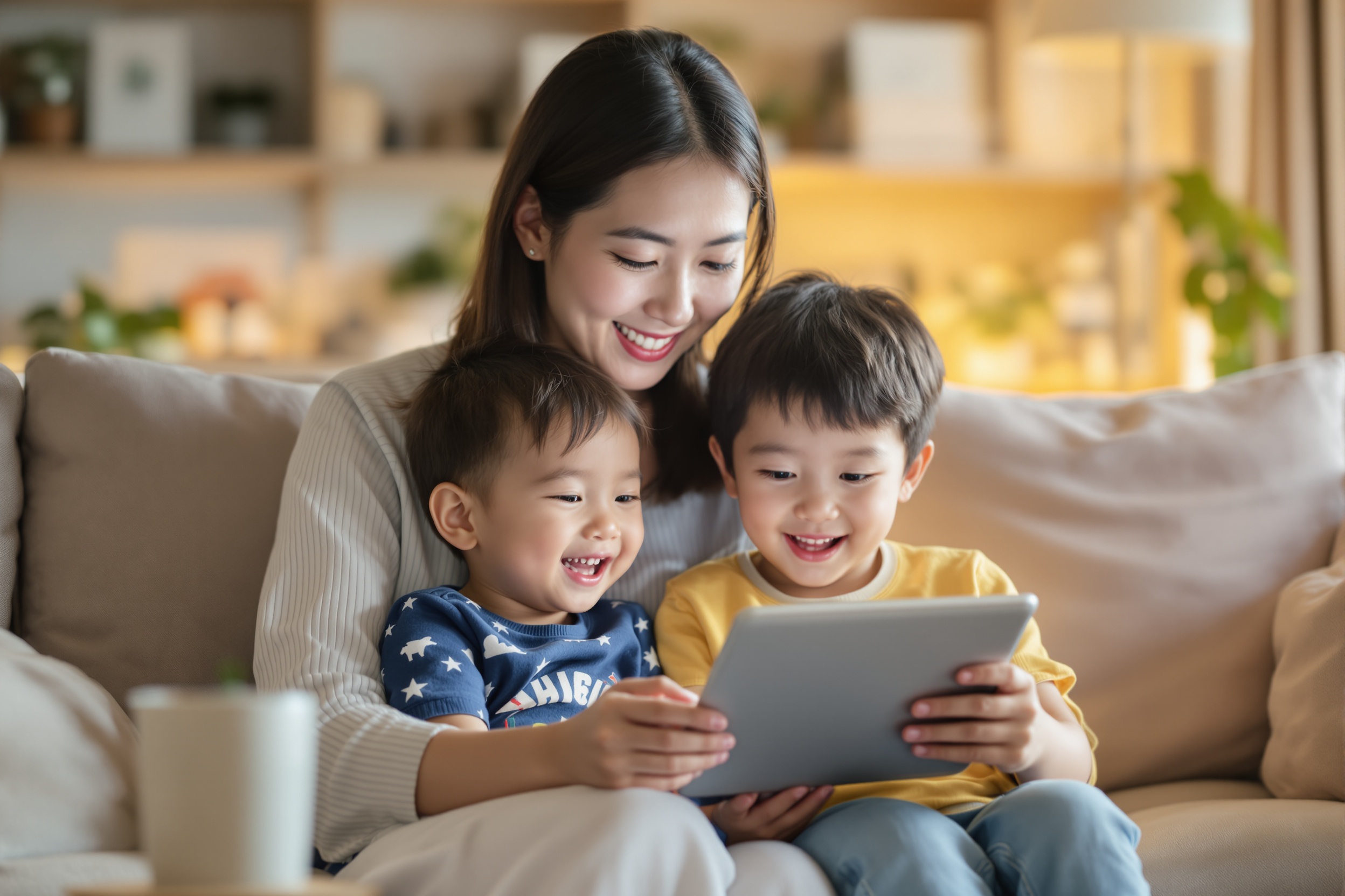 ミライコイングリッシュ英語DVD教材で学習する日本人ママと子供