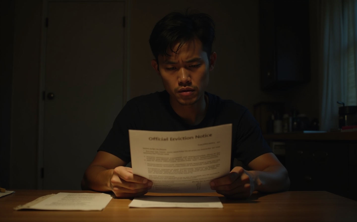 Person reviewing eviction notice