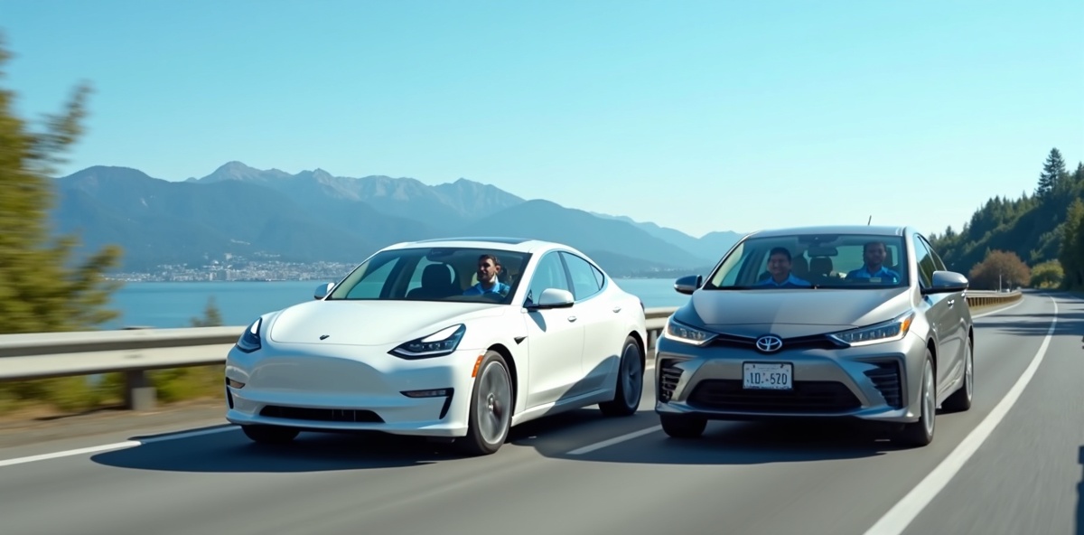 Electric and hybrid fleet in Lower Mainland BC with professional couriers showing service area