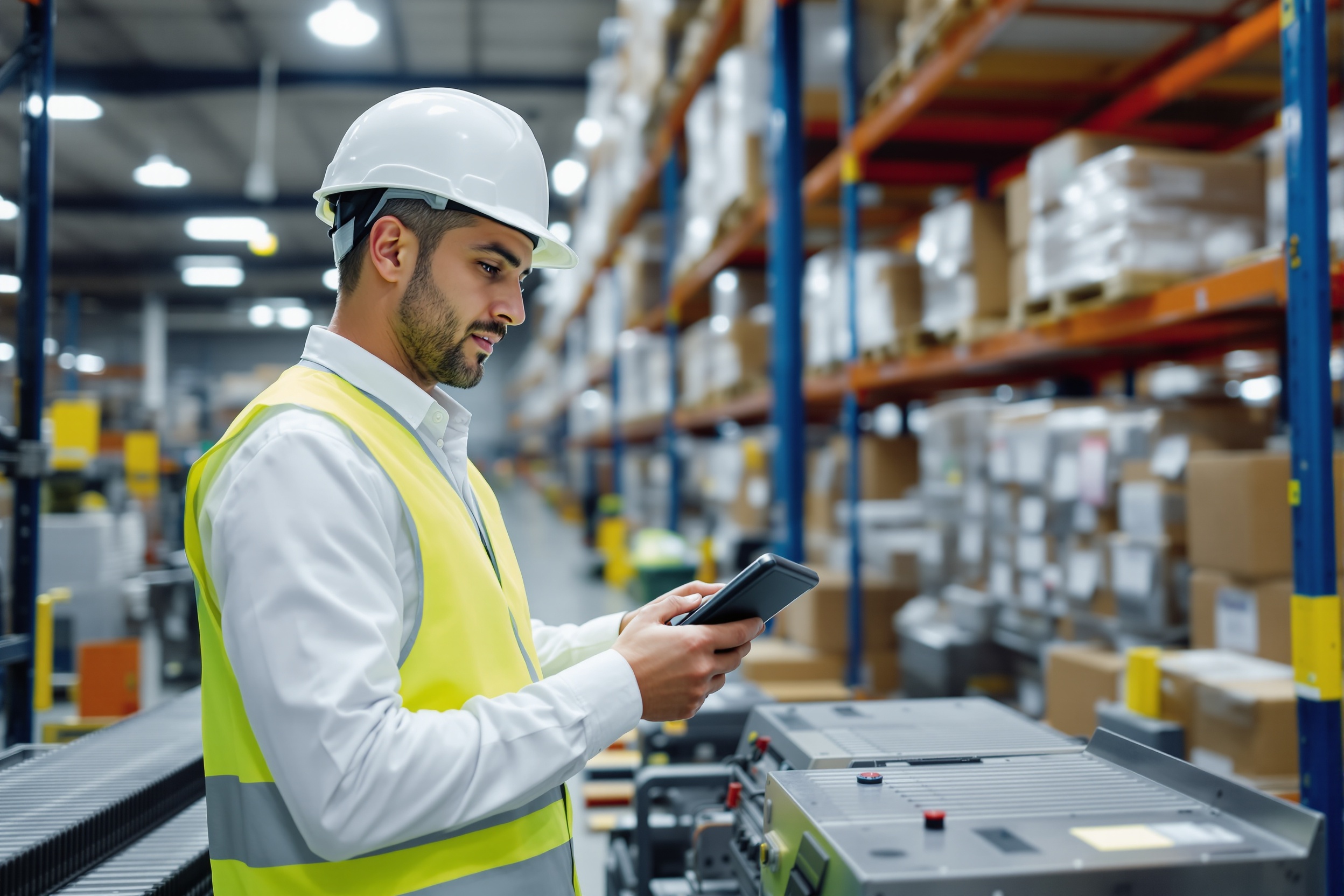 Warehouse worker scanning barcode on industrial equipment with handheld device for fixed asset tagging best practices in 2026