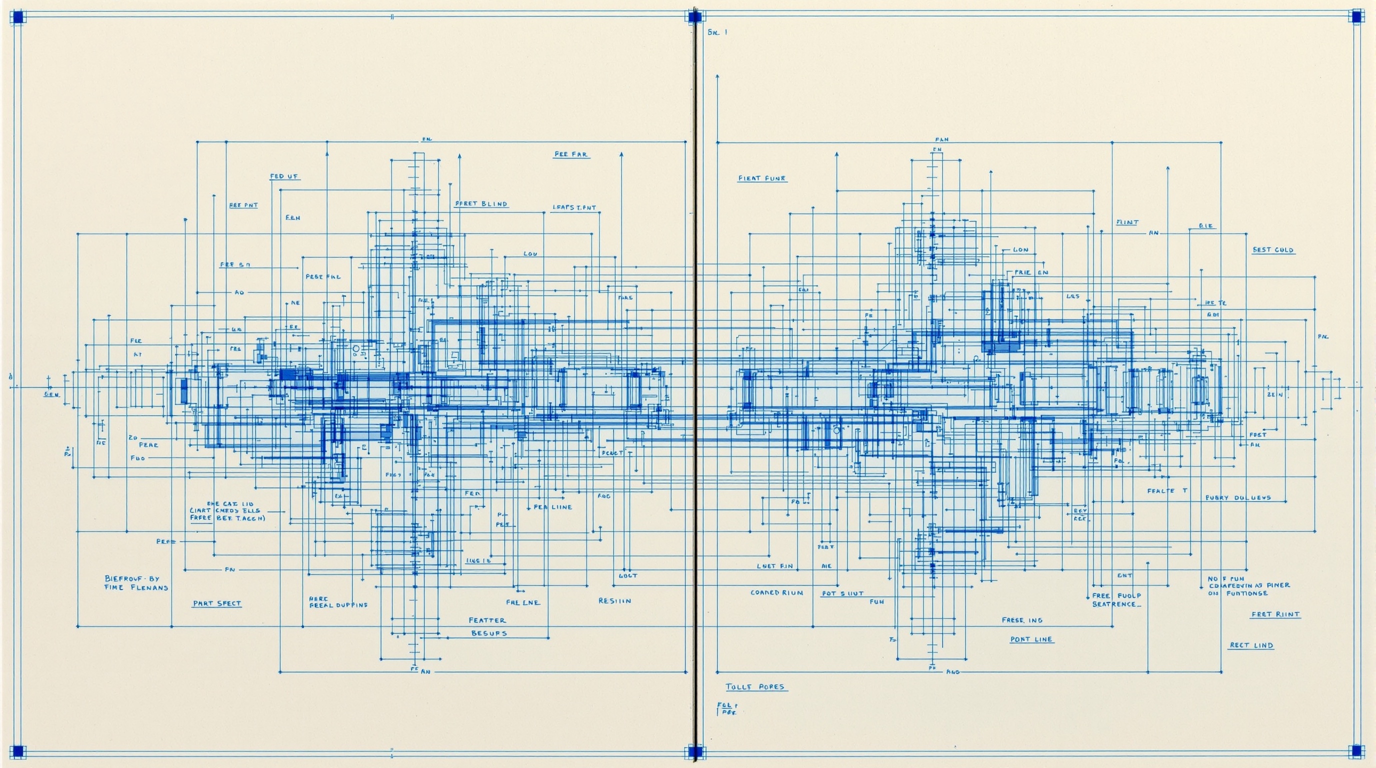 Architectural blueprint comparison drawing with technical annotations
