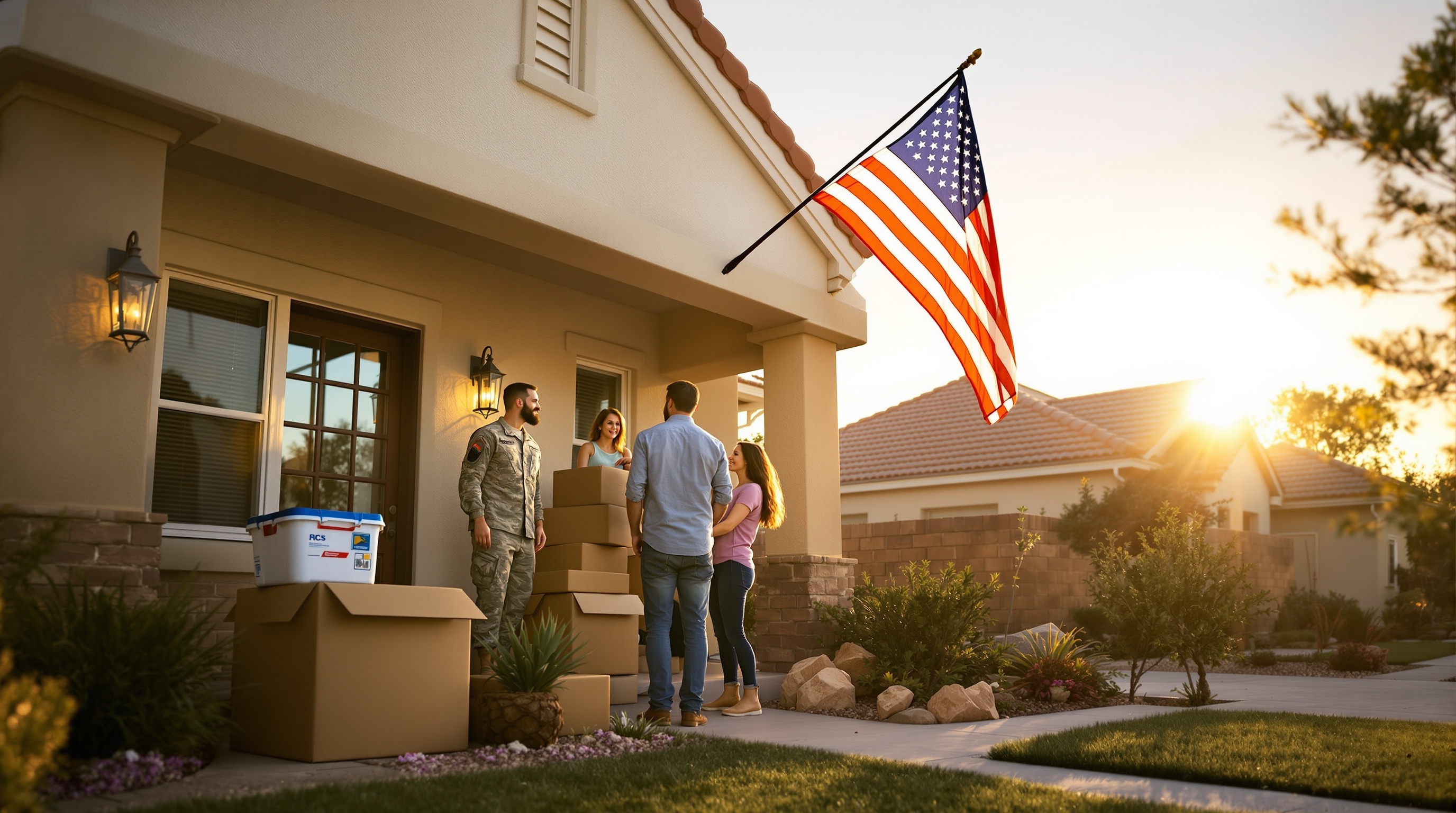 Military family preparing for PCS move from Fort Bliss El Paso Texas loading moving truck