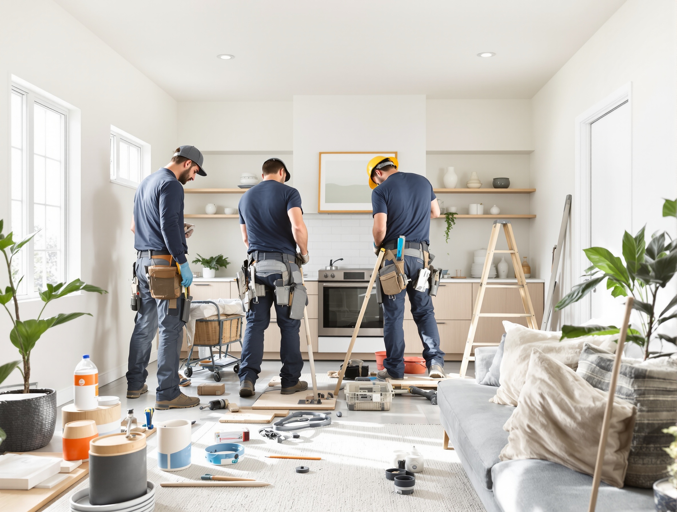 GS Home Services team working on a home renovation project in New Jersey