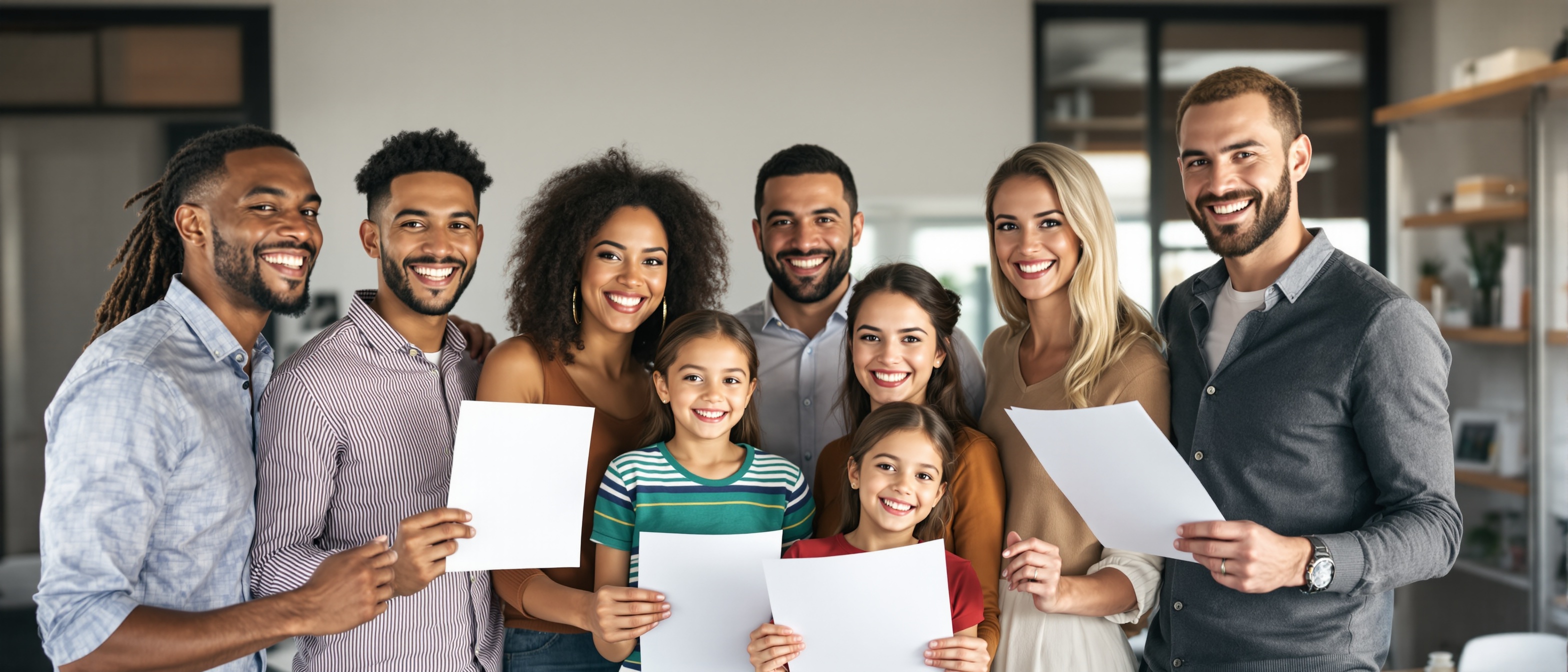 Famílias de baixa renda recebendo documentos de regularização