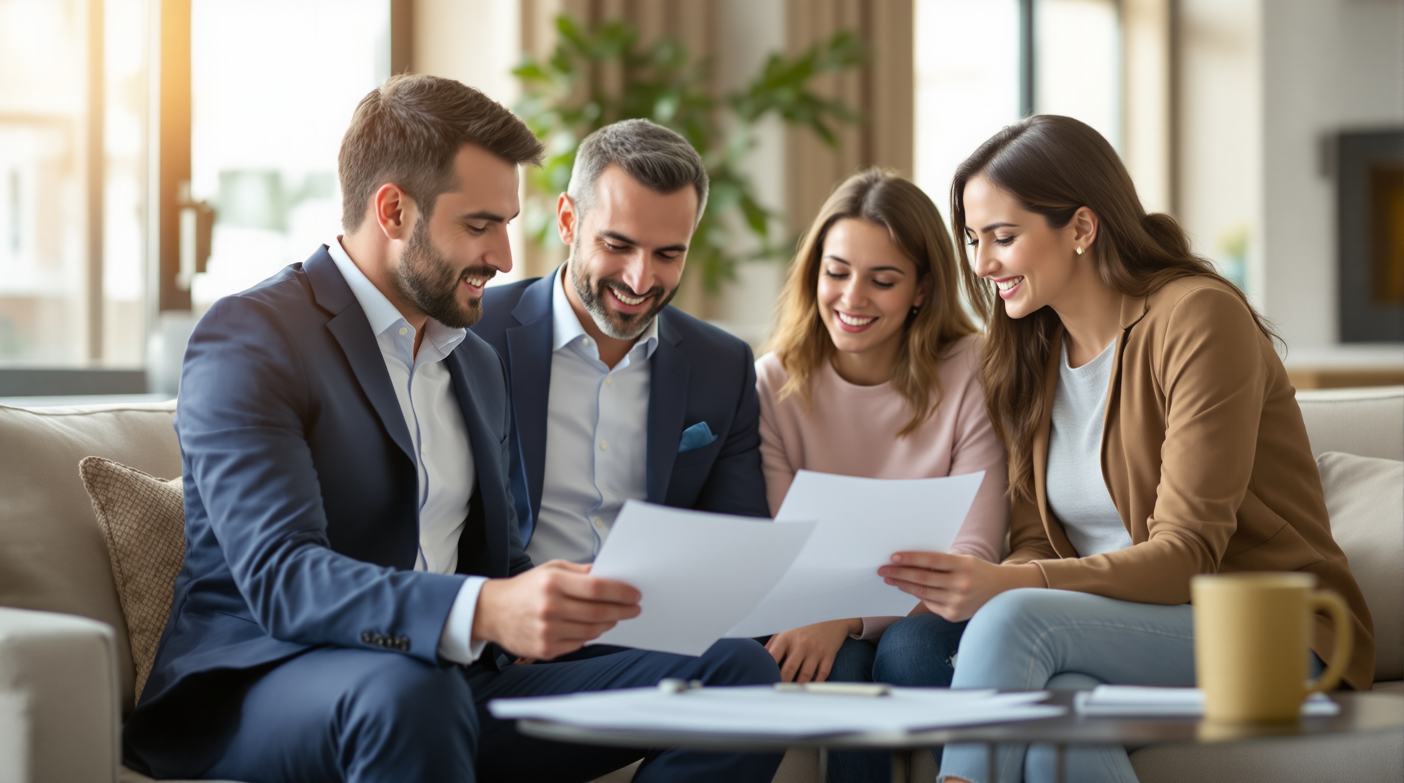 Professional public adjuster consulting with homeowners reviewing claim documentation