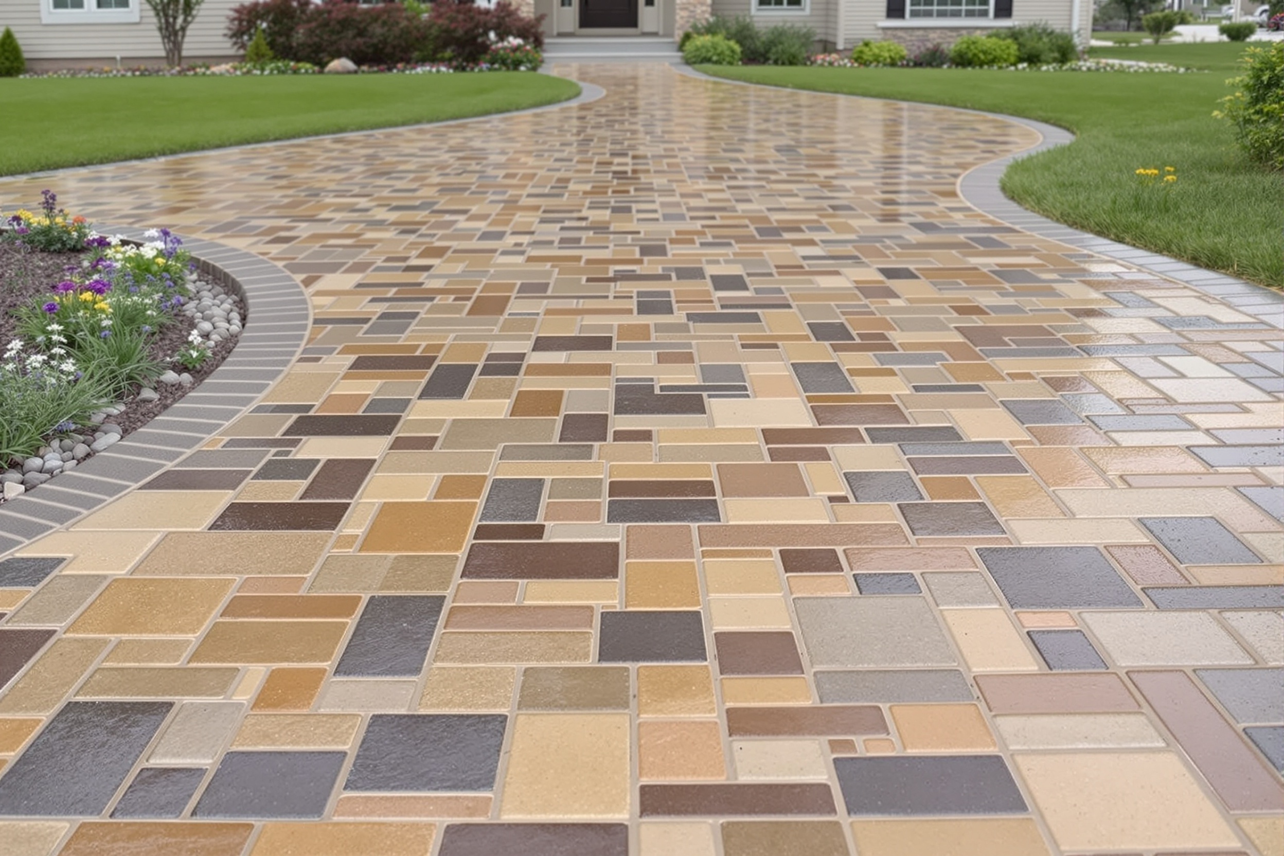 Stamped concrete driveway