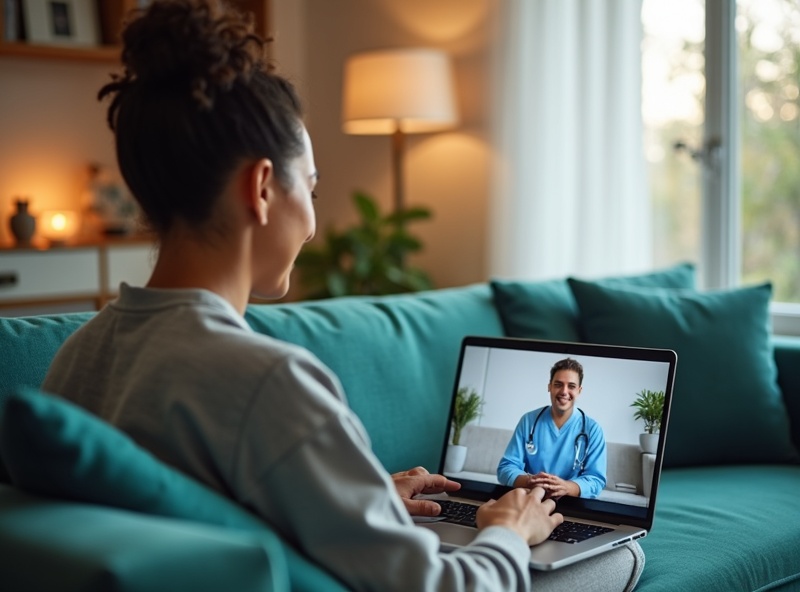 Patient having a video consultation with healthcare provider