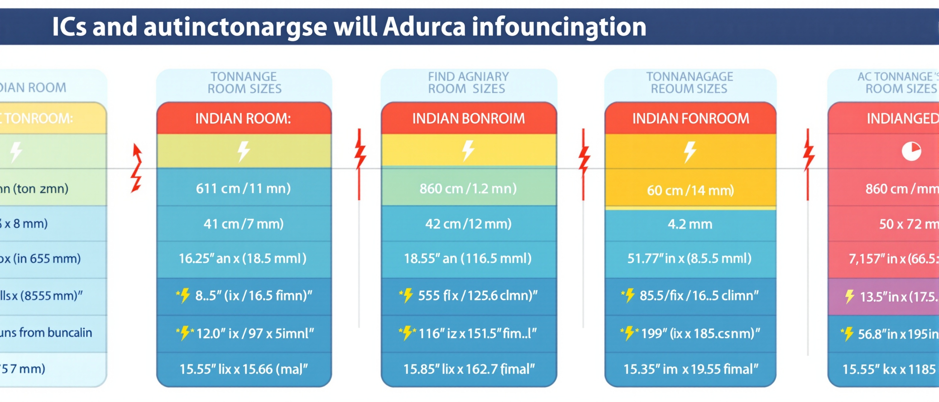Professional chart showing AC tonnage requirements for different Indian room sizes.