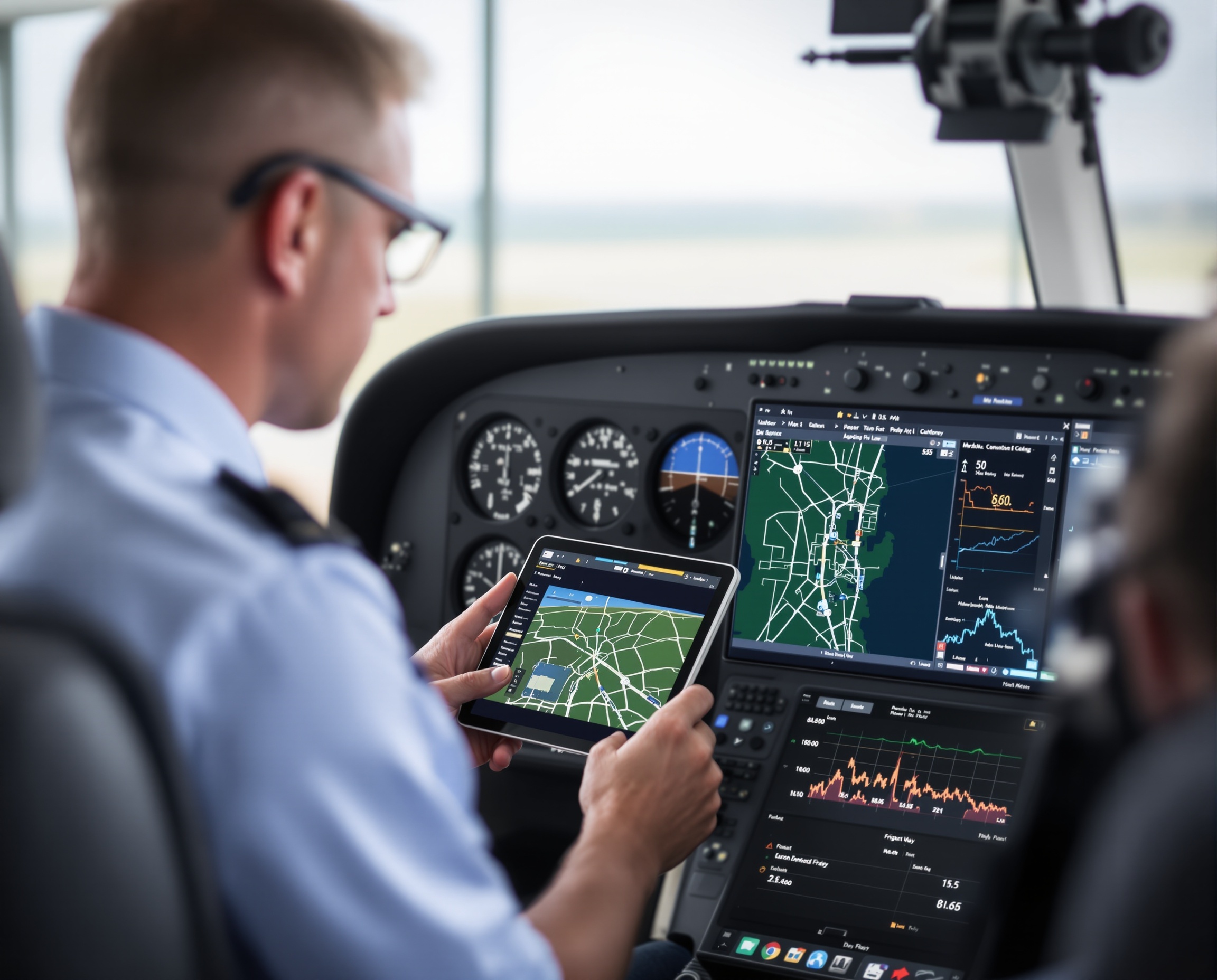 Instructor reviewing flight replay