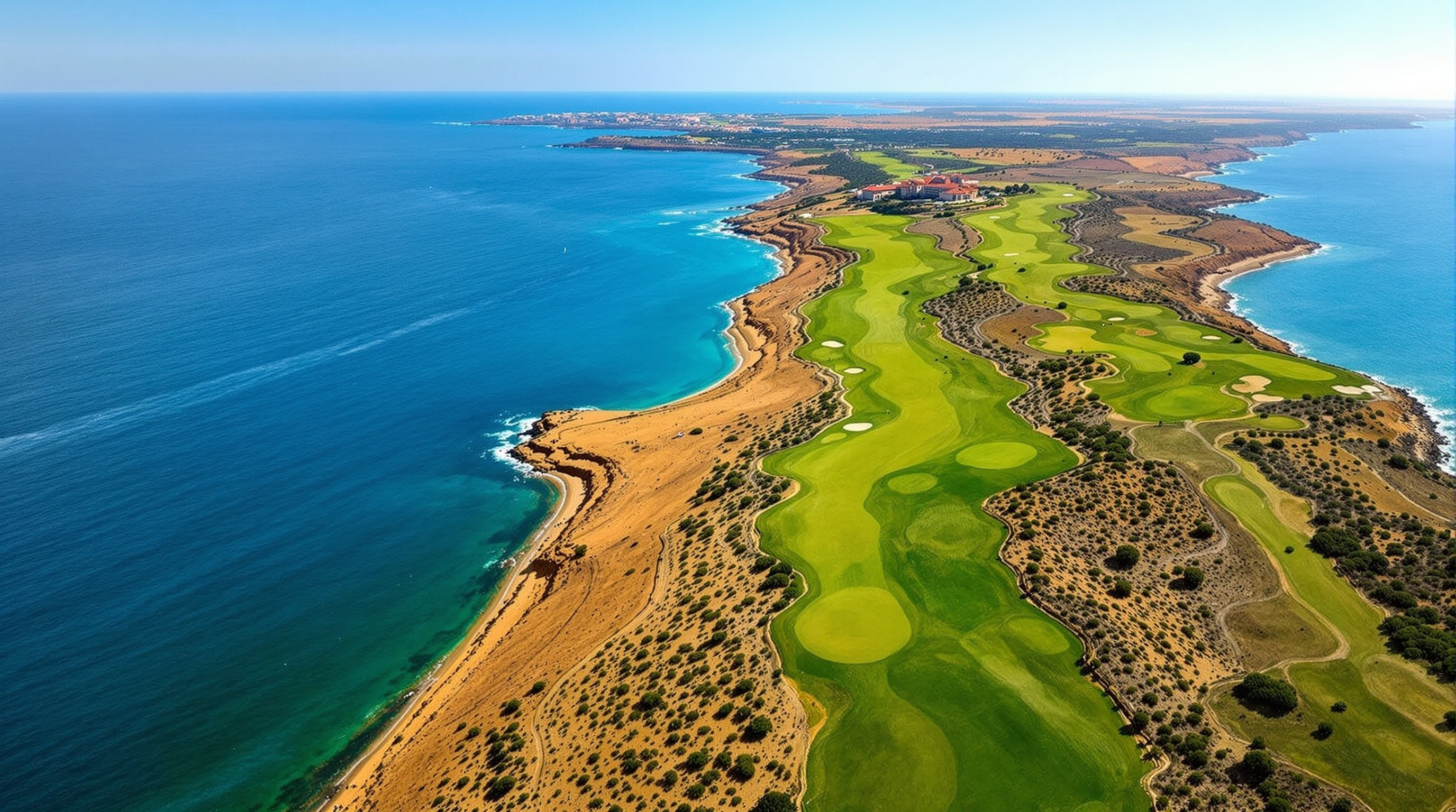 Italy golf holiday — Verdura Resort Sicily championship course Mediterranean coastline warm golden light luxury European golf