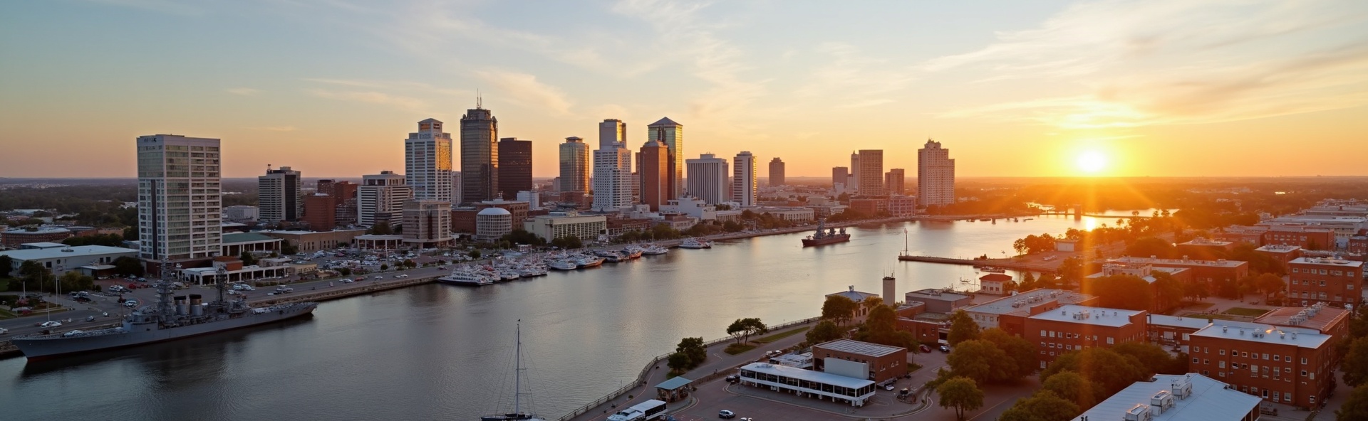 Mobile Alabama skyline and waterfront
