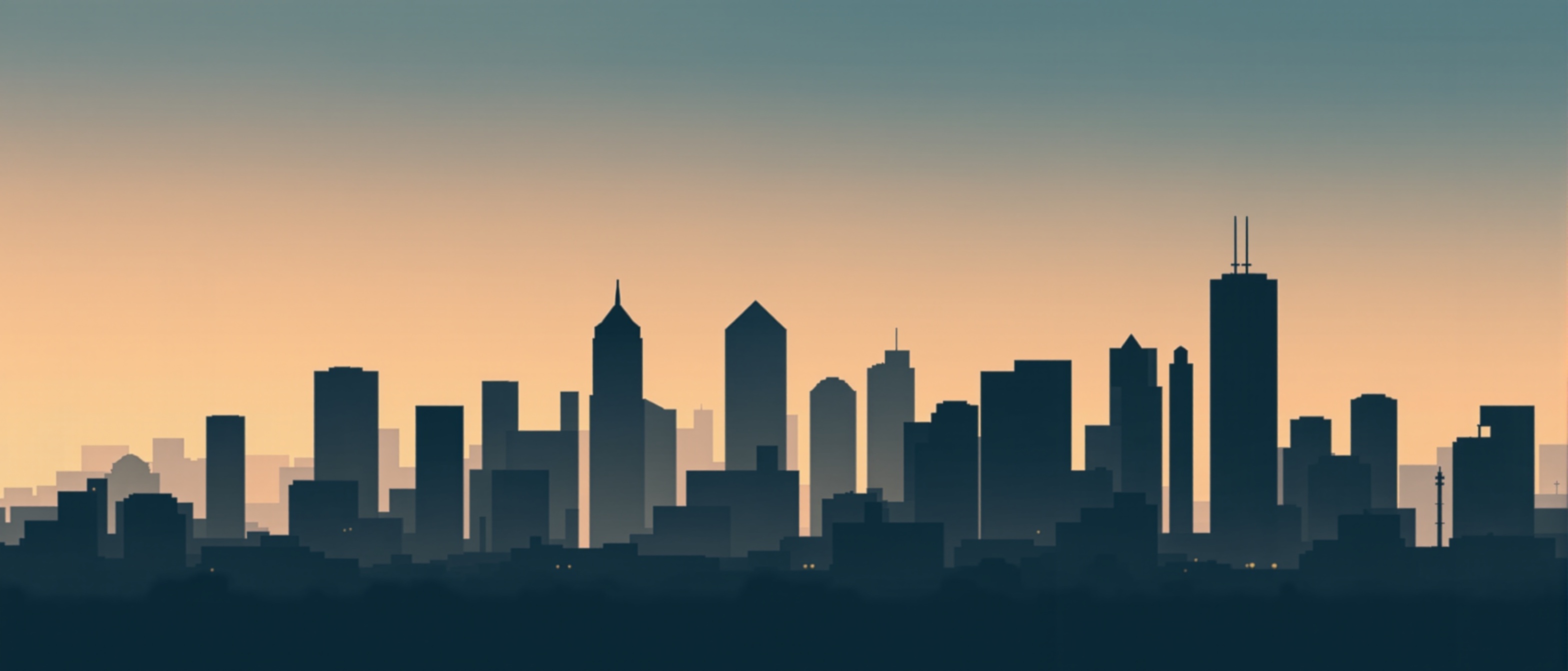Soft Houston skyline silhouette
