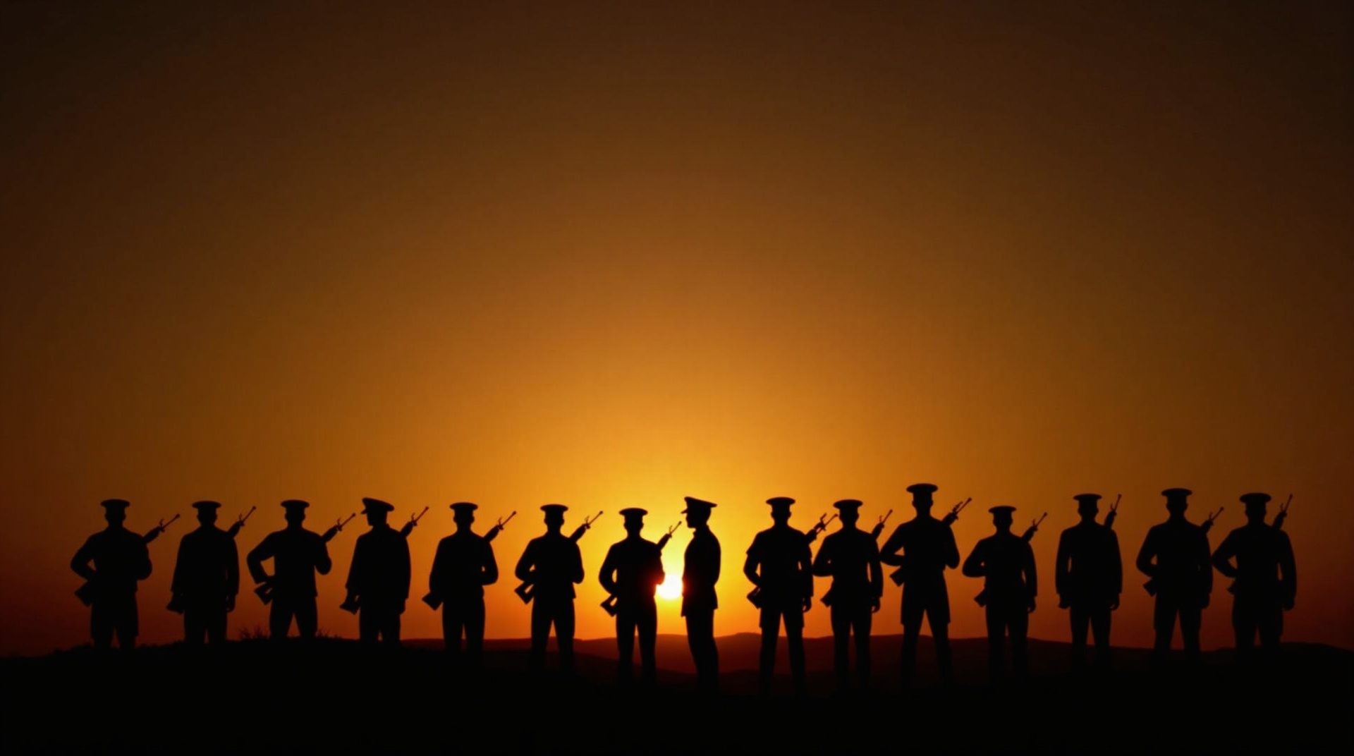 Military formation at dawn