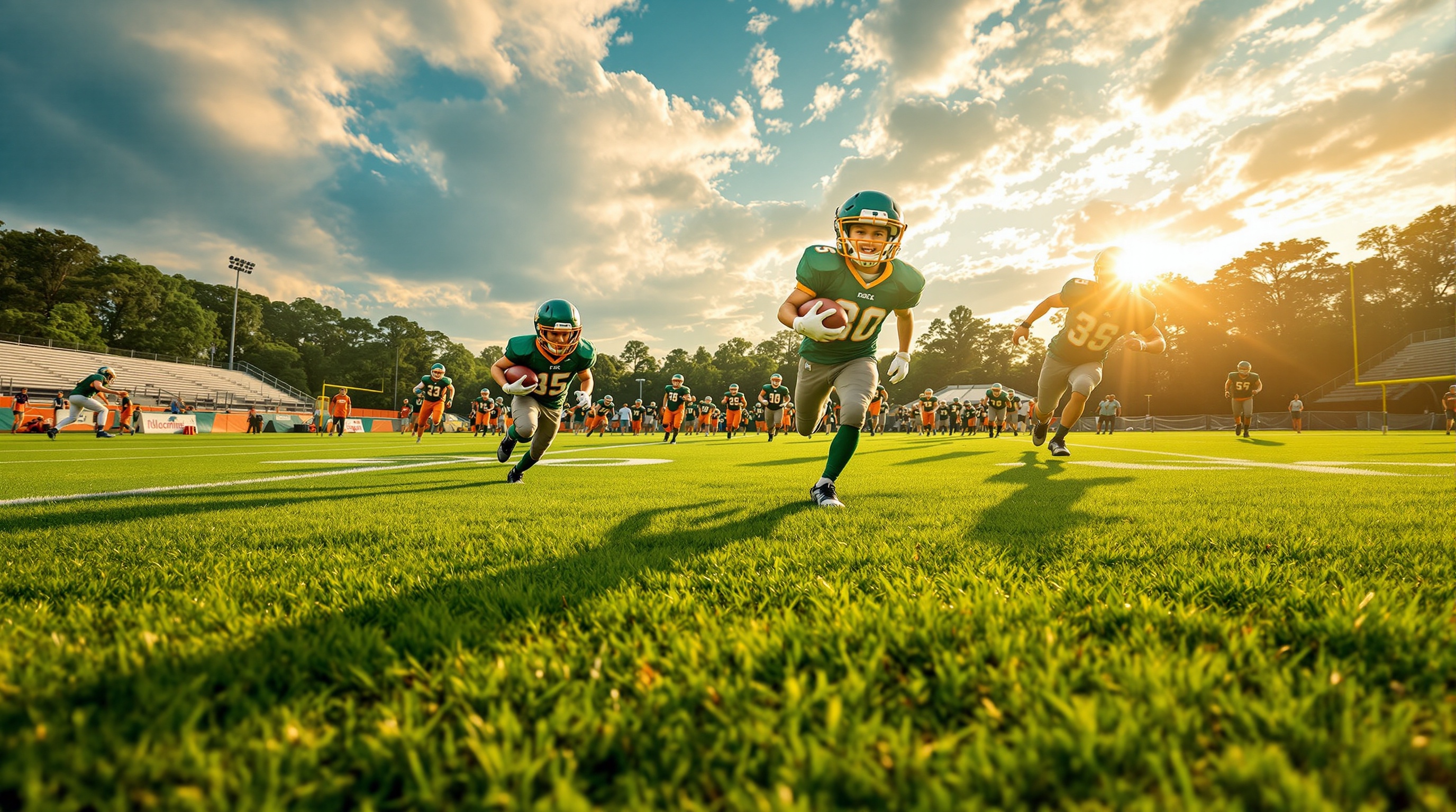 JCYFA youth football players in action on the field