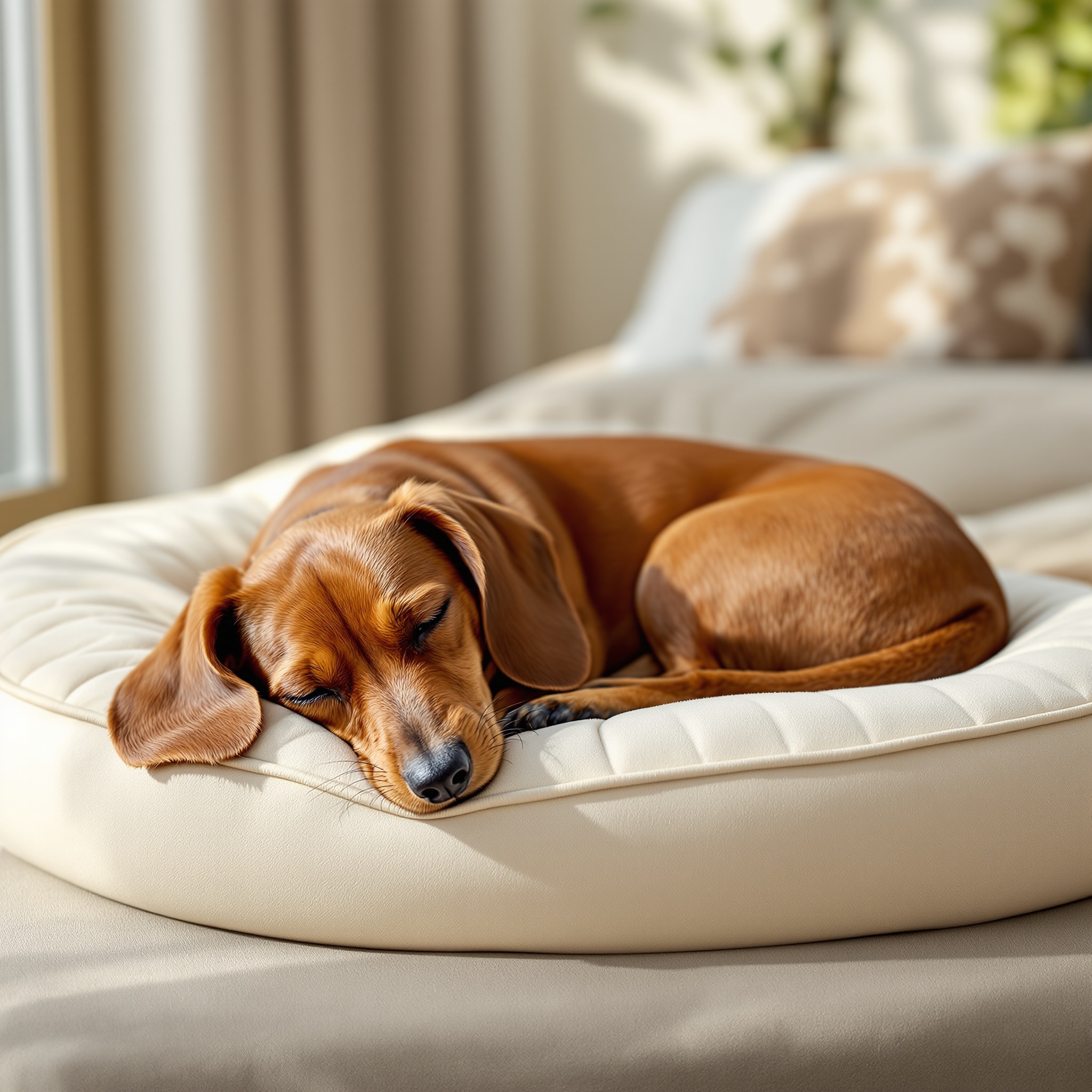 Brownie cuddling on his orthopedic bed
