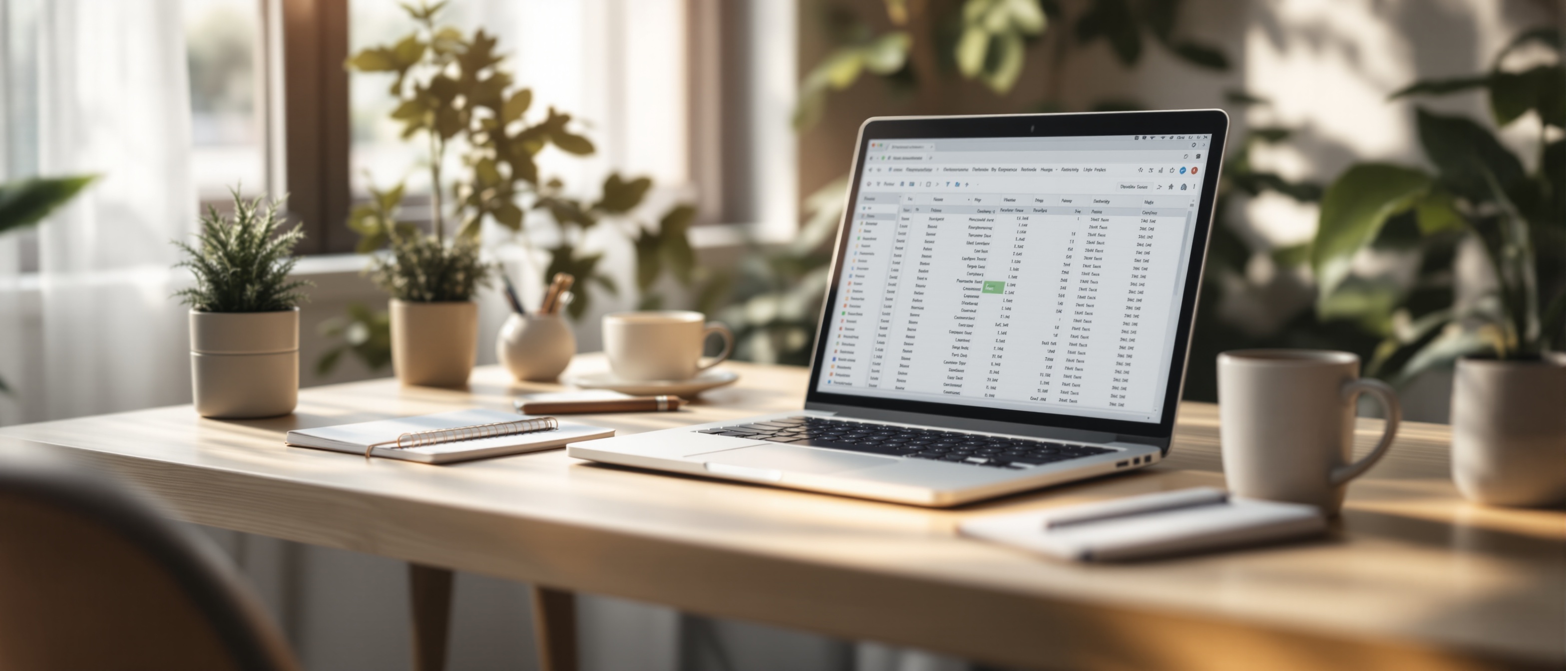 Workspace with spreadsheet