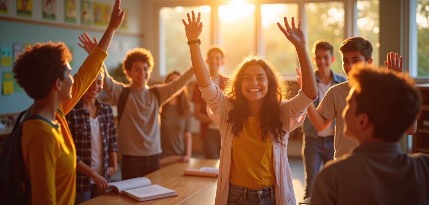 Students celebrating success