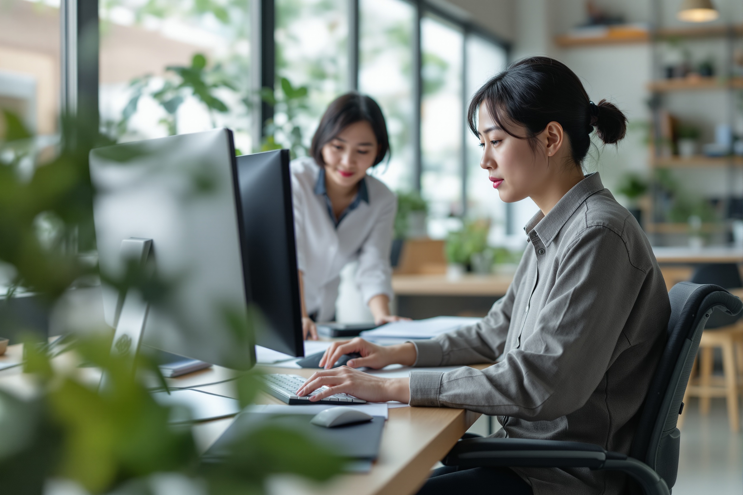 利用者が作業に集中している様子