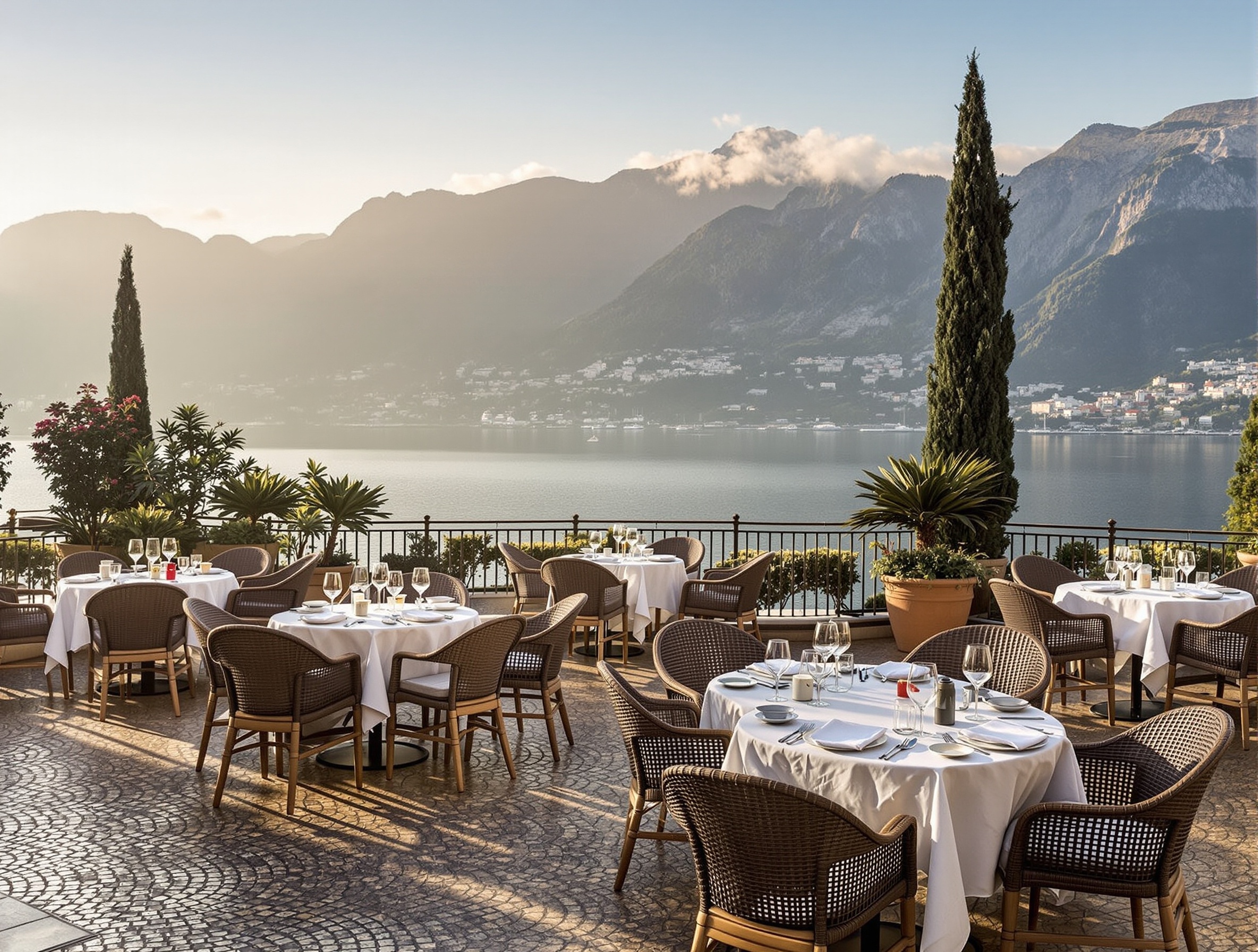Luxury Italy golf travel — elegant hotel terrace and refined accommodation