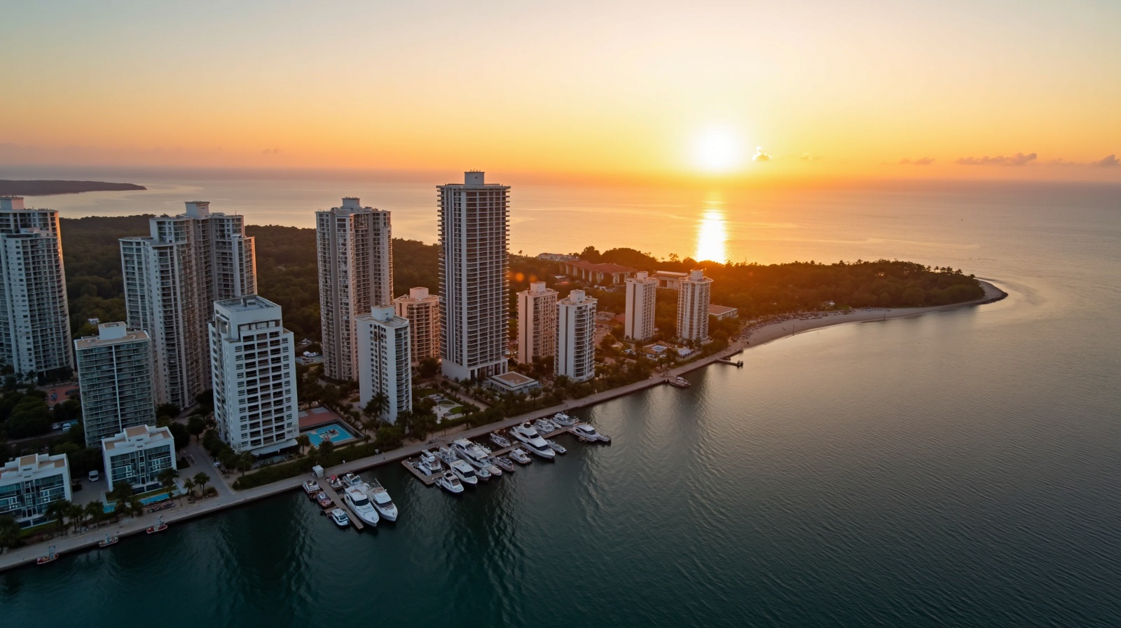 Coastal city skyline