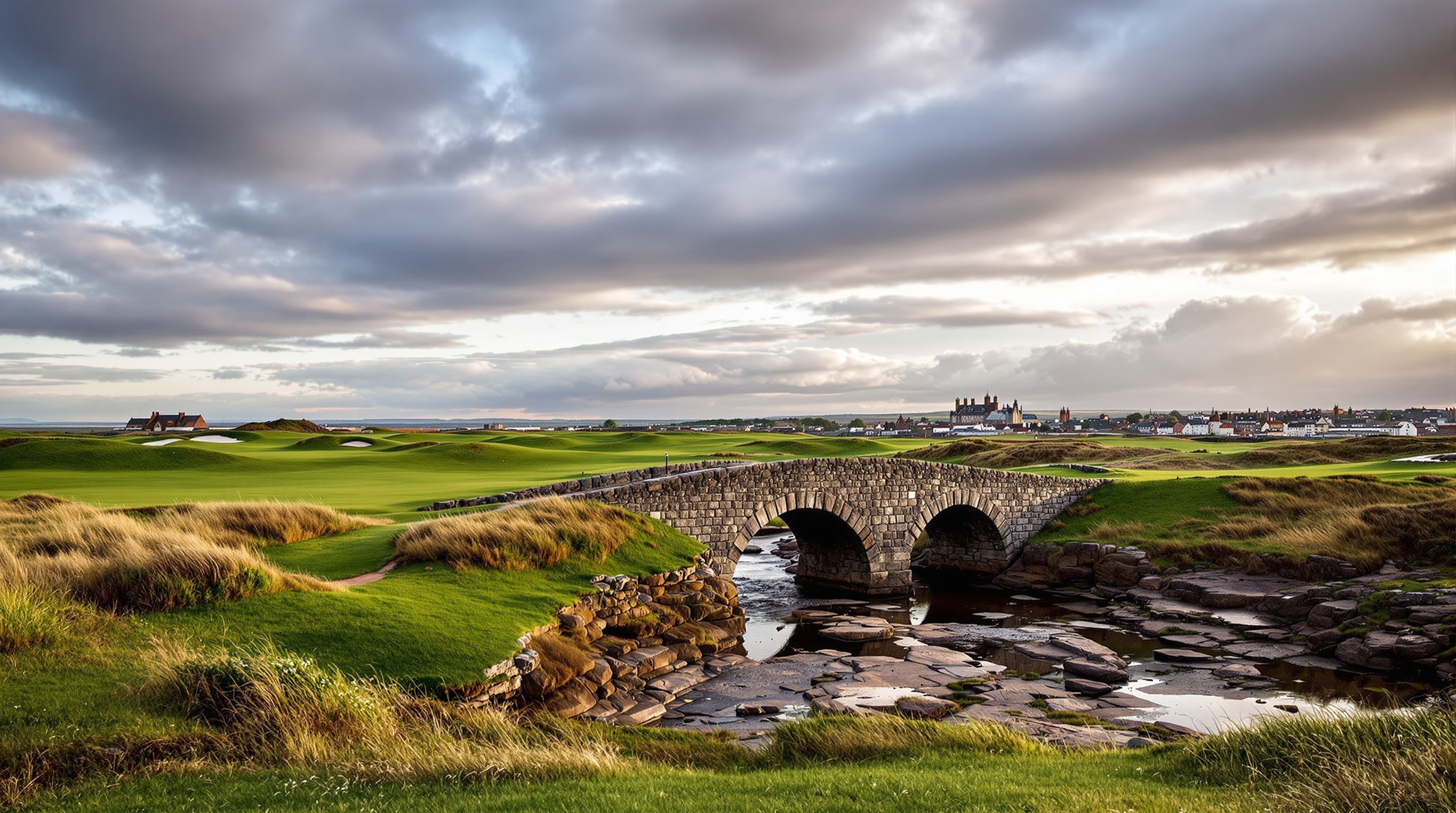 St Andrews Old Course golf course in Fife, Scotland, Scotland - Links course designed by Old Tom Morris, established 1552