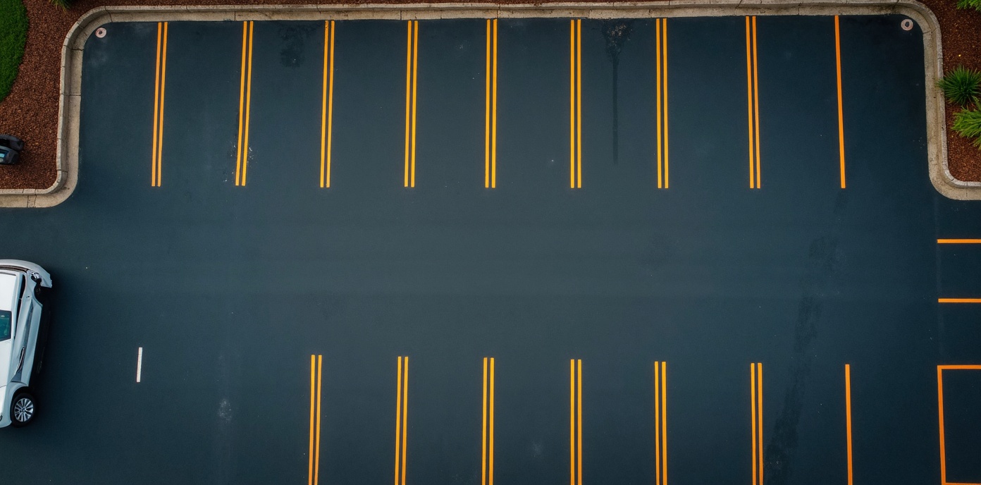 Professional parking lot striping aerial view