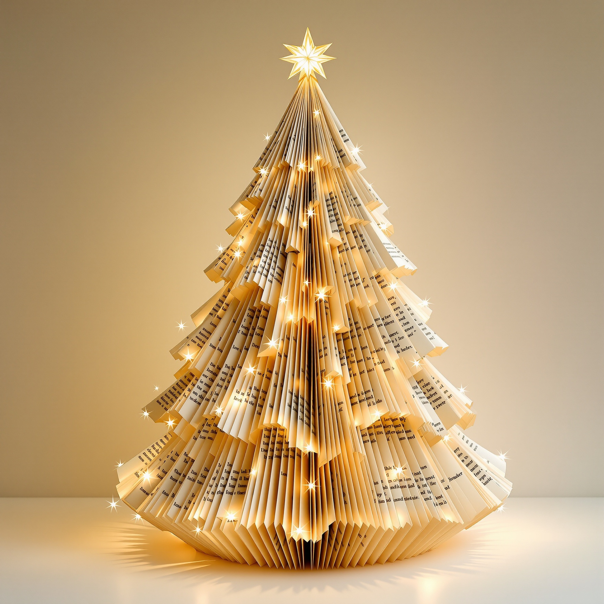 Sapin lumineux doré – Livre plié