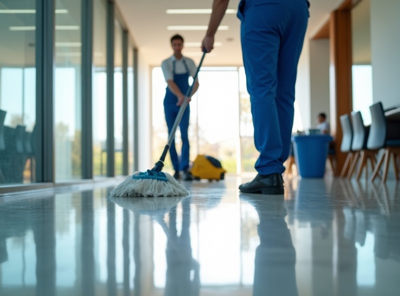 Professional cleaning team maintaining office spaces