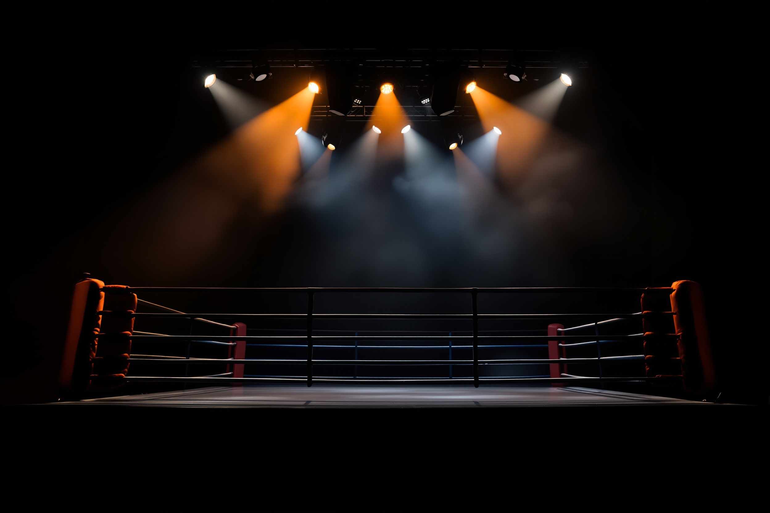 Dramatic boxing ring under spotlights for Telford Dining Club evening with Liam Davies