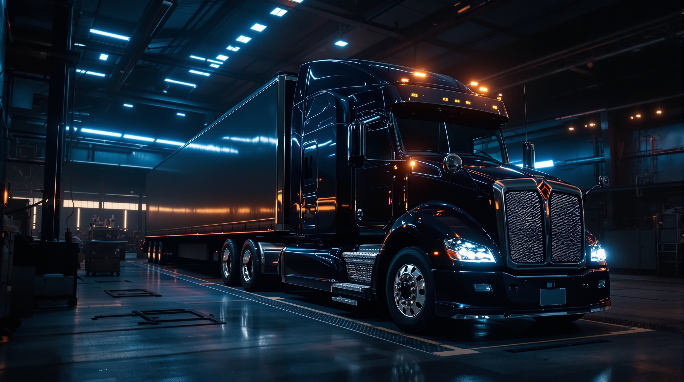 Carreta moderna em oficina diesel