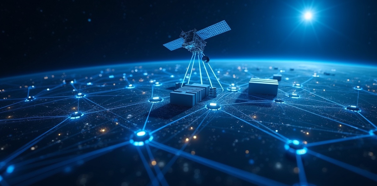 Satellite connecting logistics sites