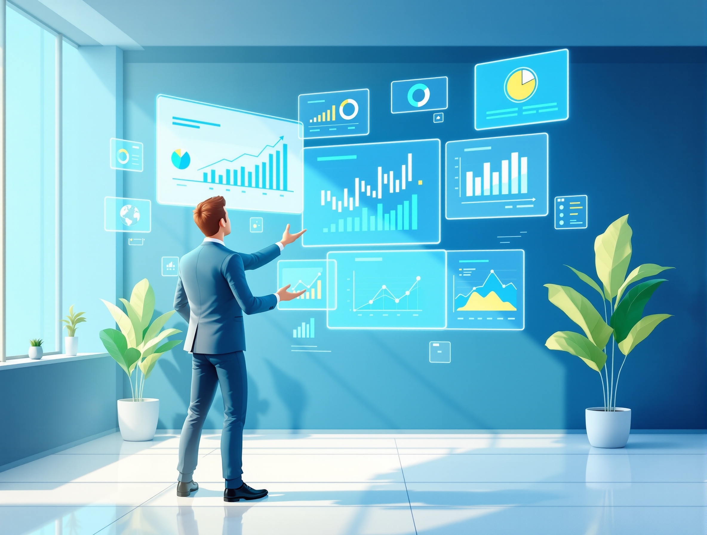 Confident business leader reviewing CRM analytics dashboard