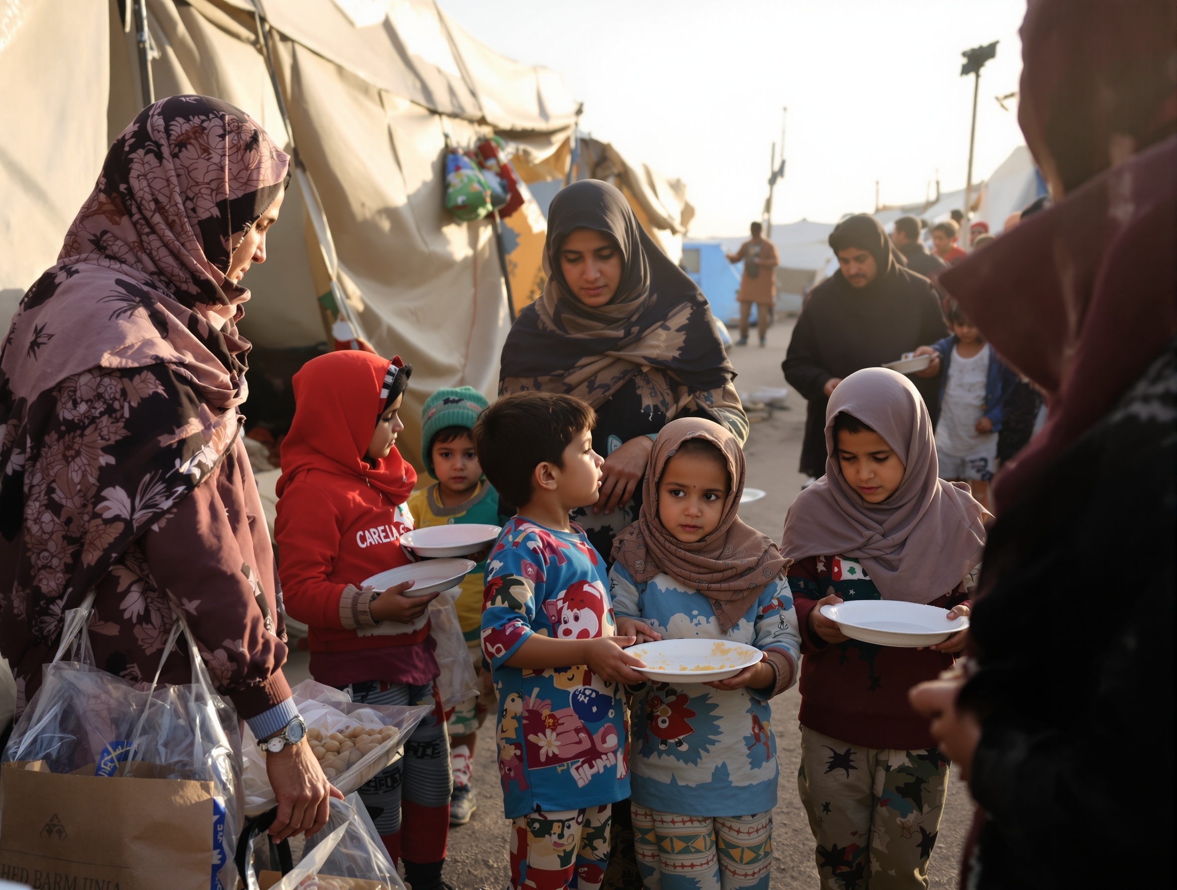 Gaza families receiving aid