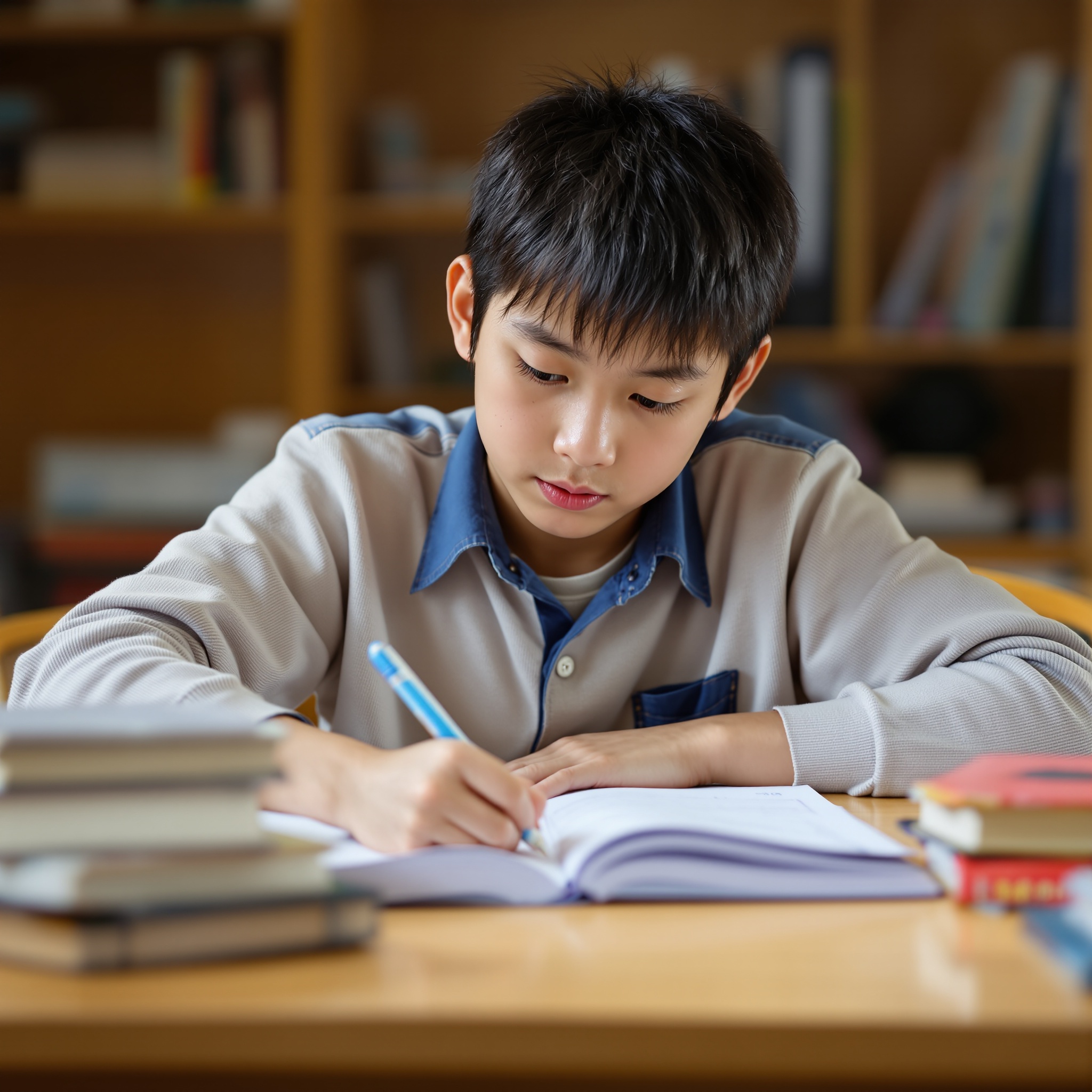 一生懸命勉強する小学生