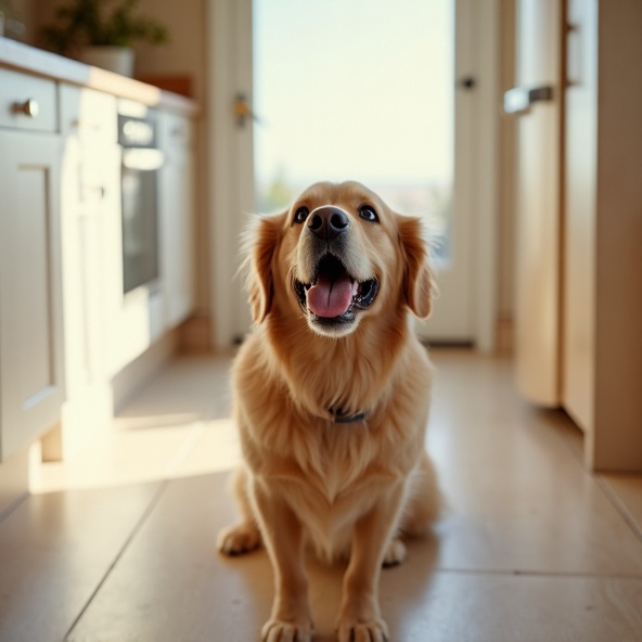 Happy dog at home